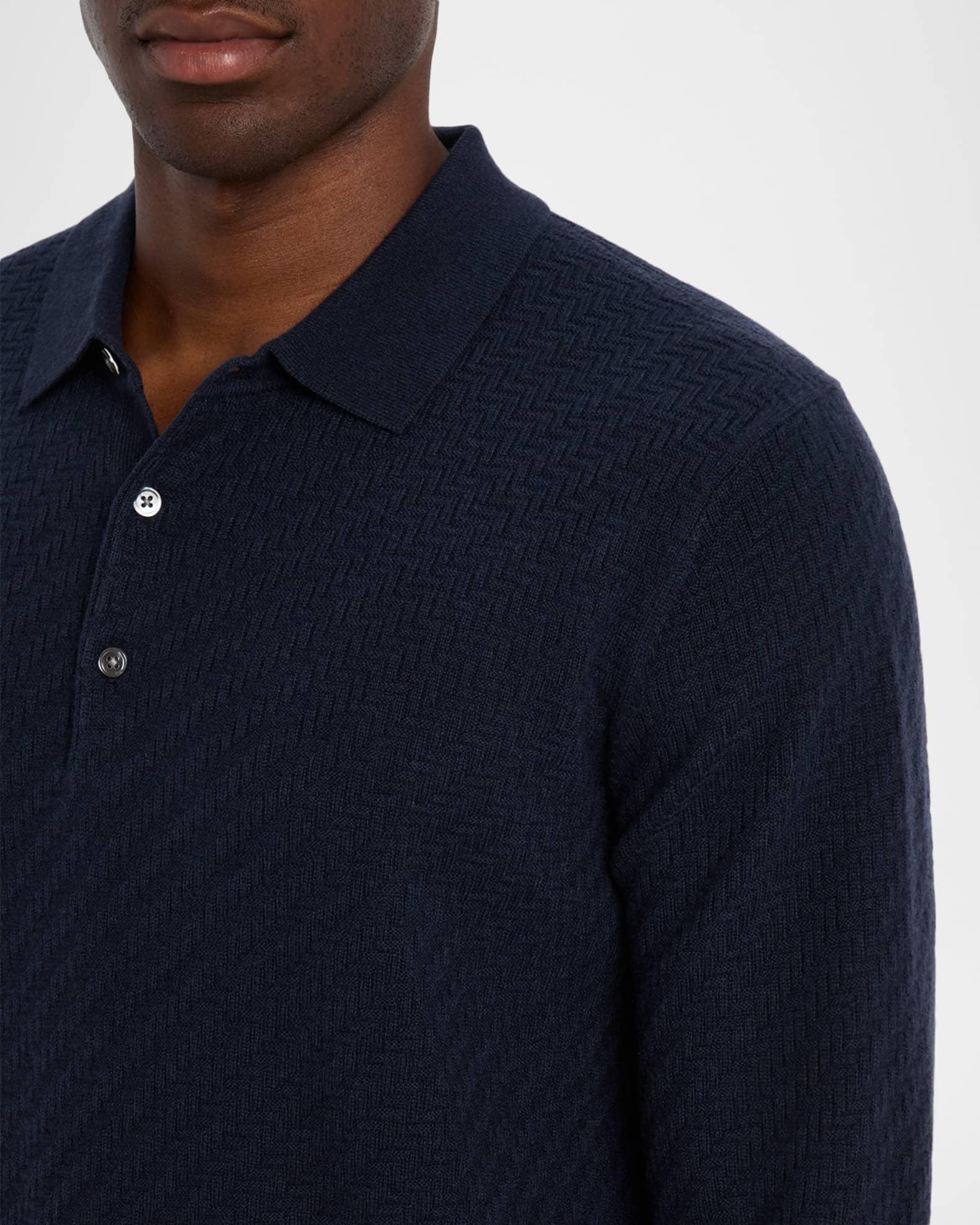 Men's Cashmere Mix-Ribbed Polo Sweater Product Image