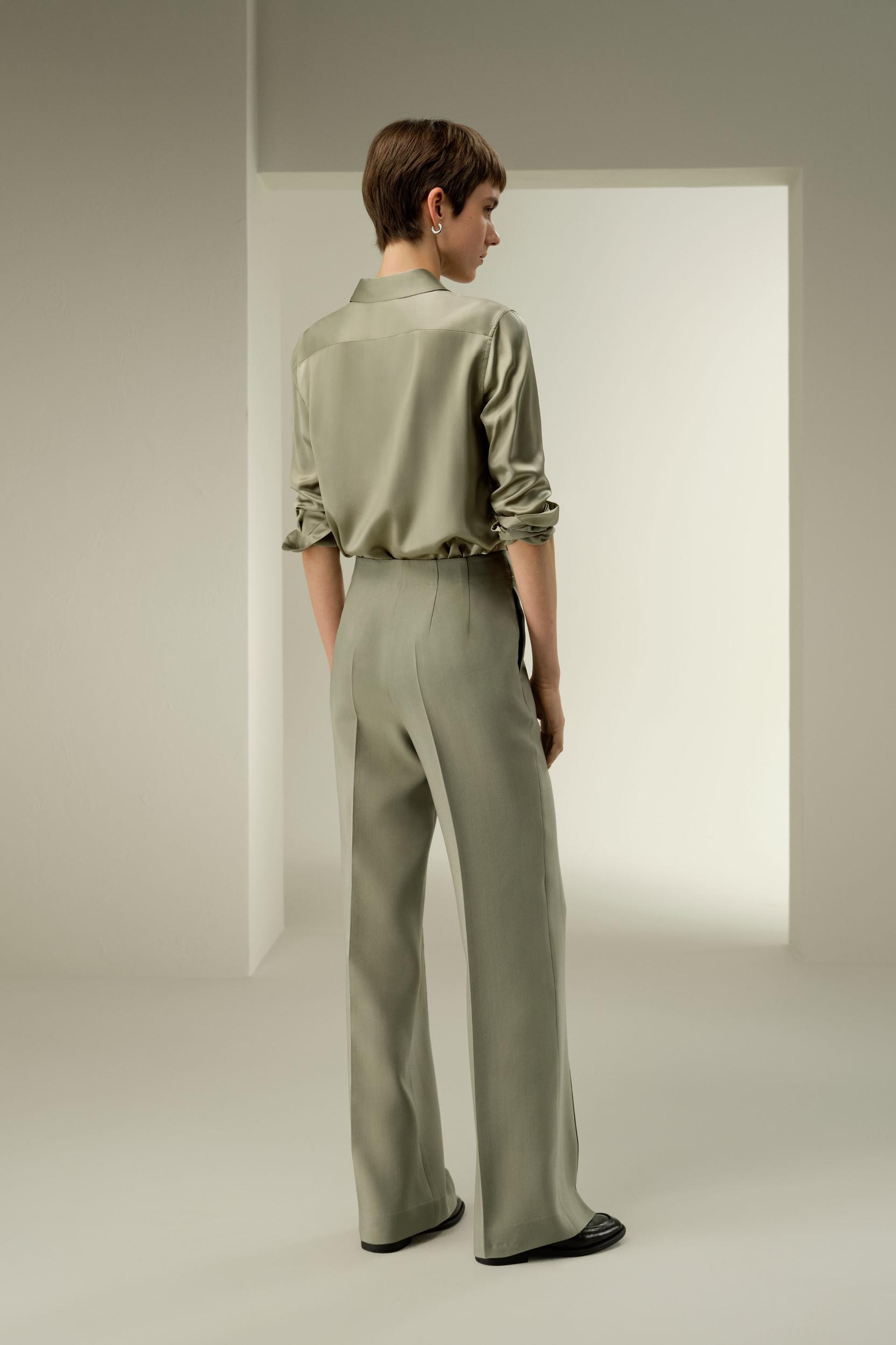 Silk-Wool Twill Flare Pants Product Image