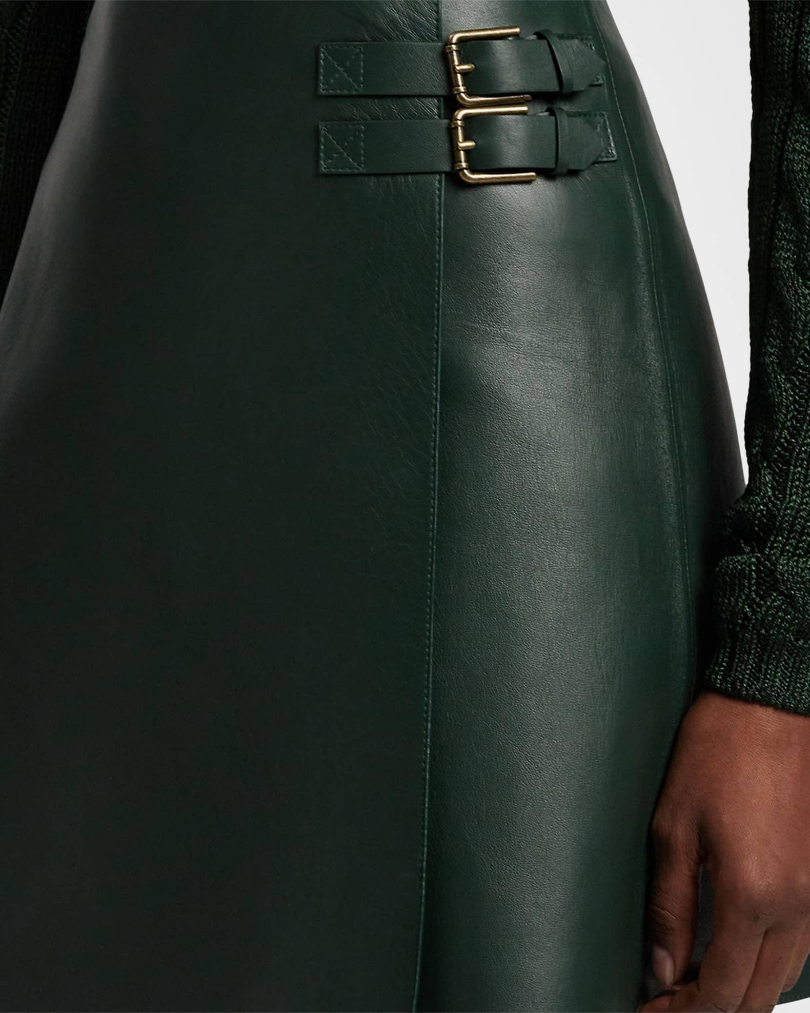 Kyler Belted Leather Skirt  Product Image