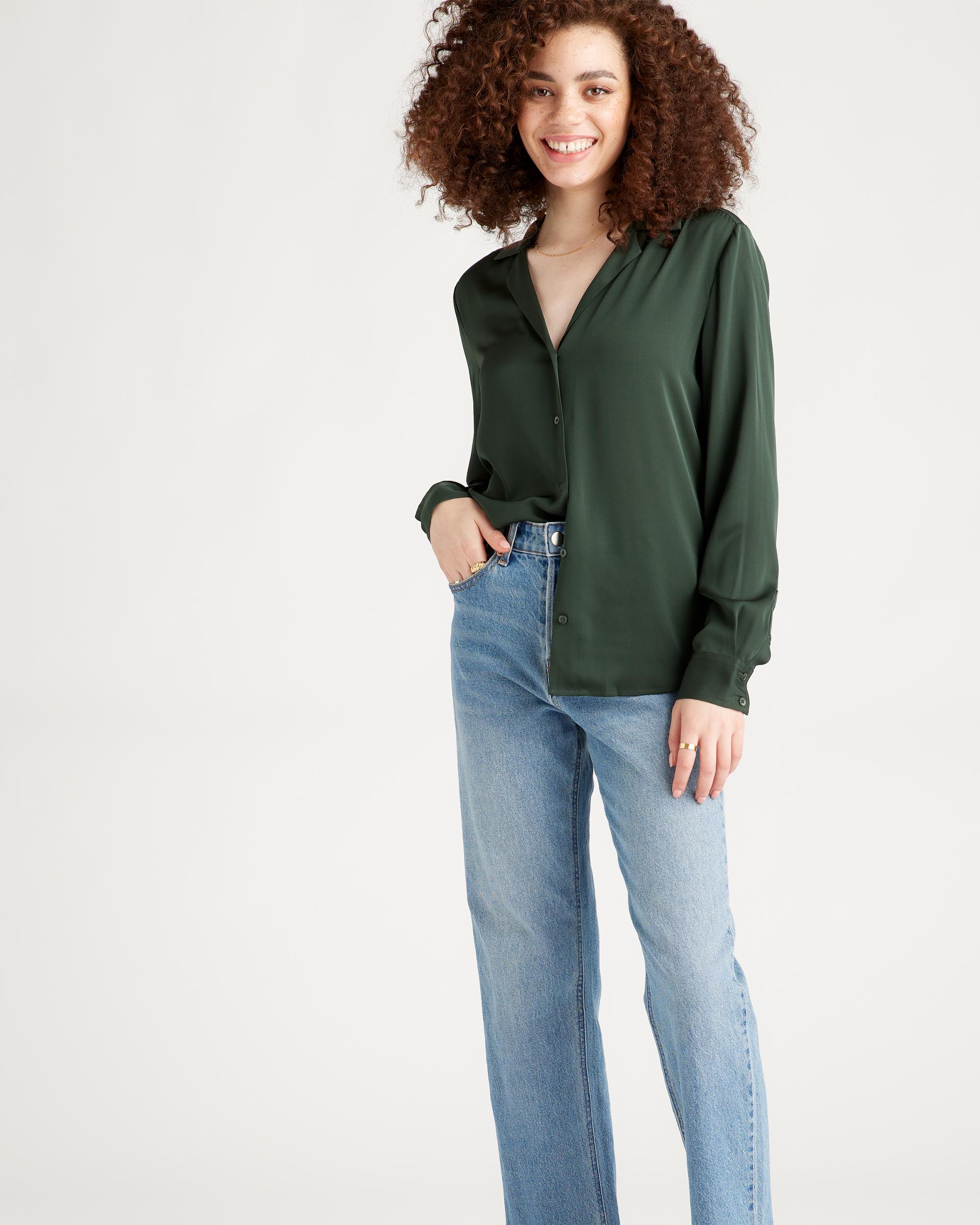 Quince | Women's Washable Stretch Notch Collar Blouse Silk Product Image