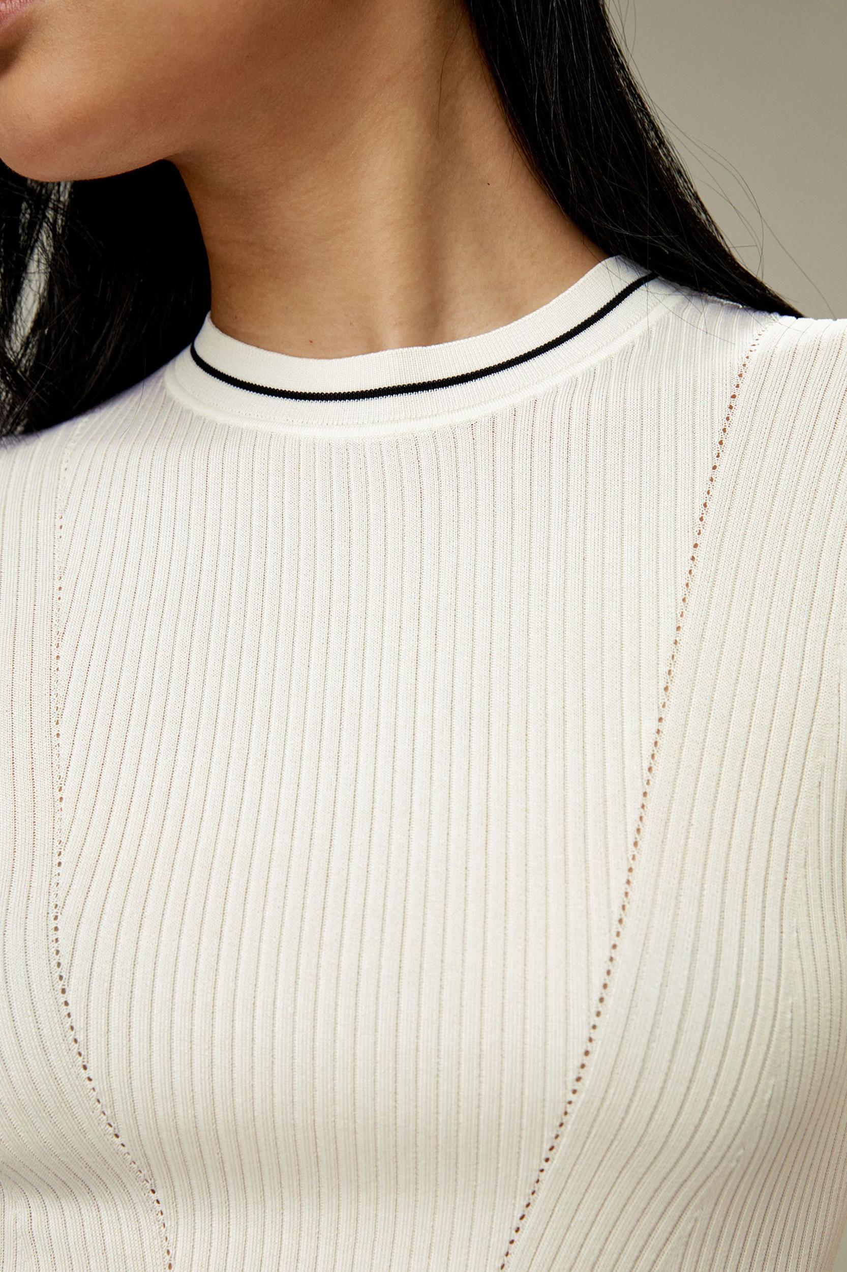 Ribbed Knit Silk Crop Top Product Image