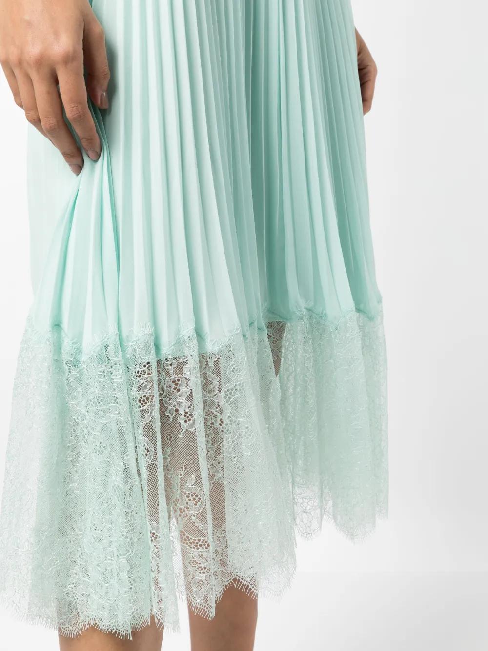 pleated lace-trim midi dress Product Image