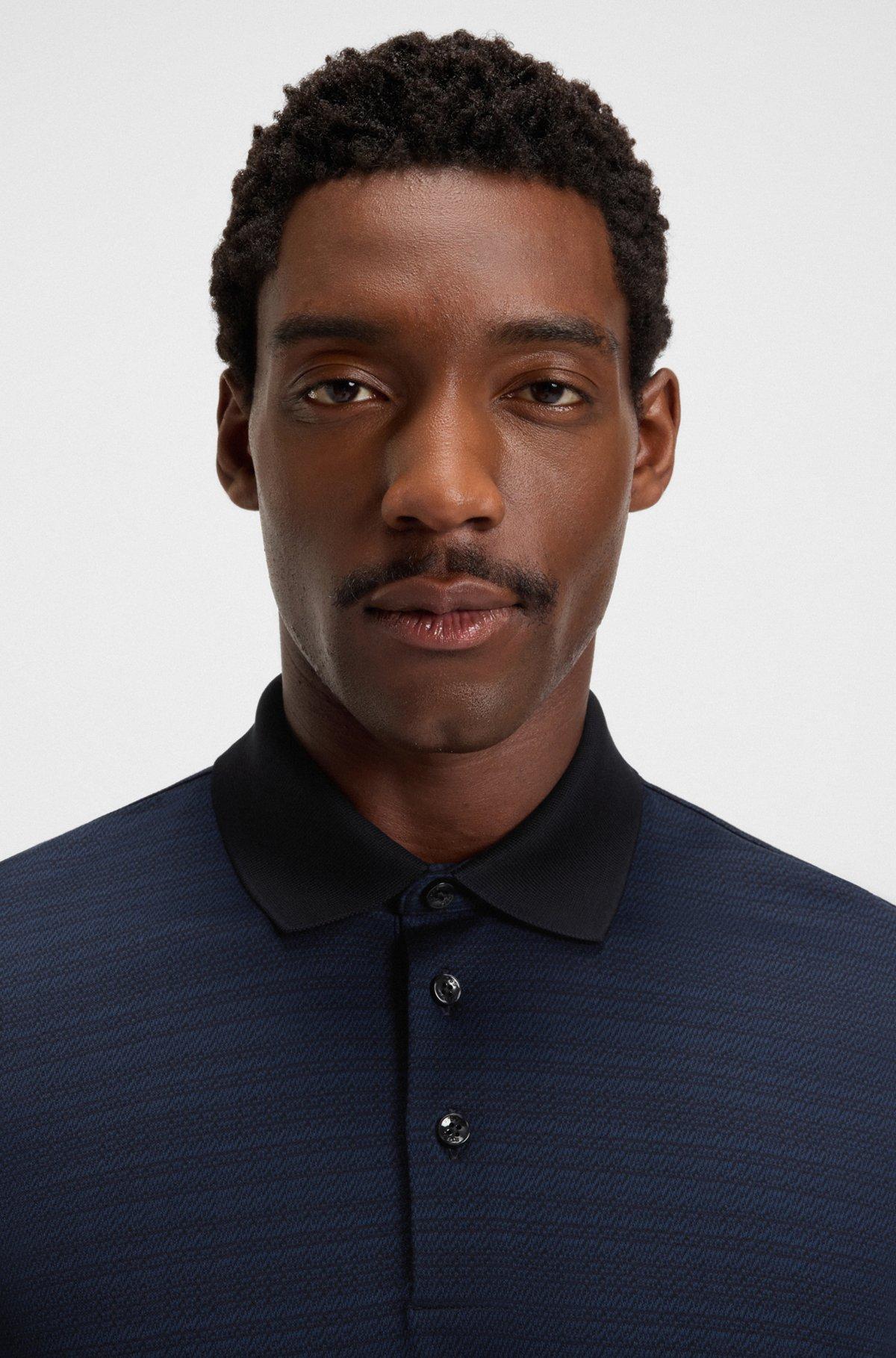 Grid-pattern polo shirt in mercerised cotton Product Image