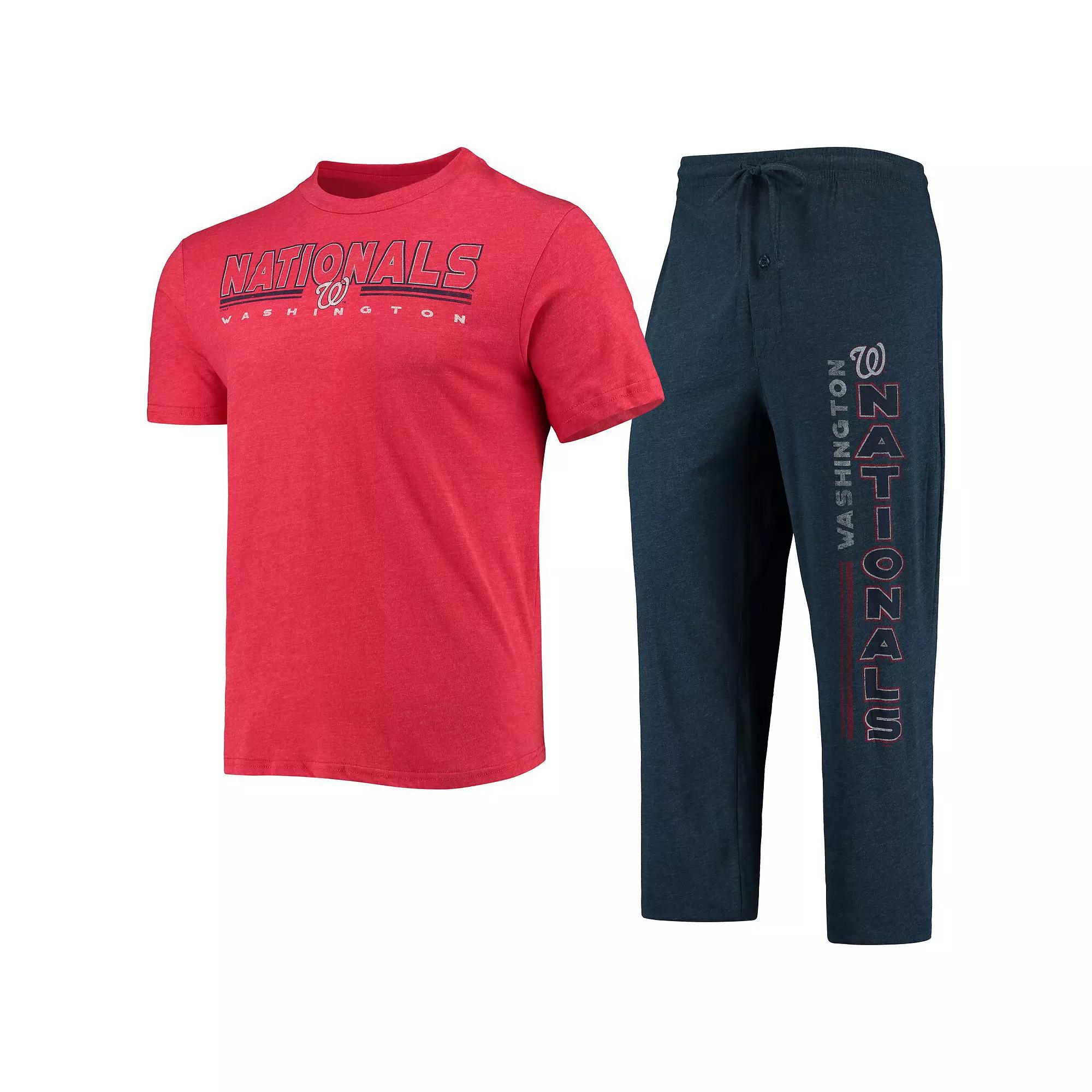 Men's Concepts Sport Navy/Red Washington Nationals Meter T-Shirt and Pants Sleep Set, Size: 2XL, Blue Product Image