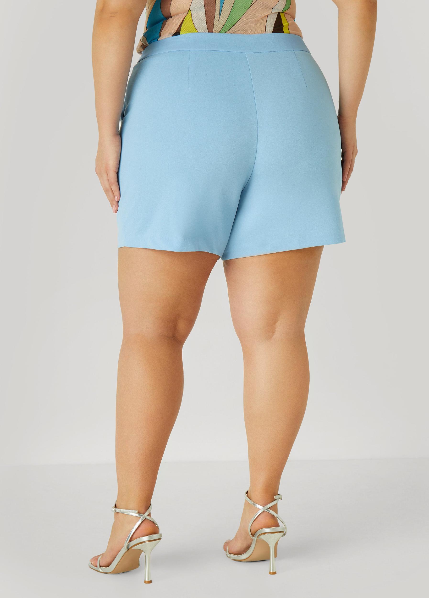 Plus Size Pleated High Waist Crepe Shorts Ashley Stewart Product Image