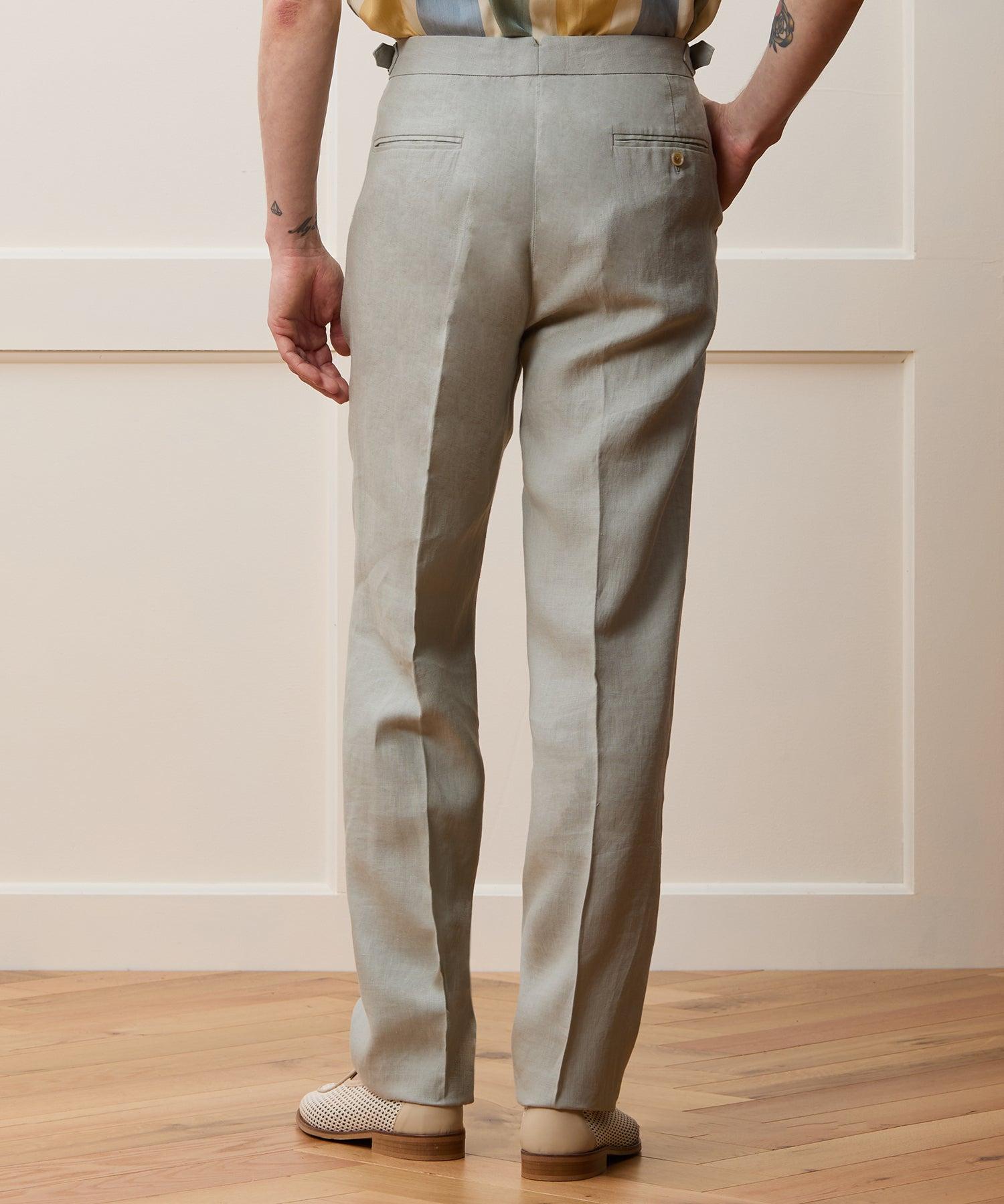 Straight Fit Irish Linen Side Tab Trouser Product Image