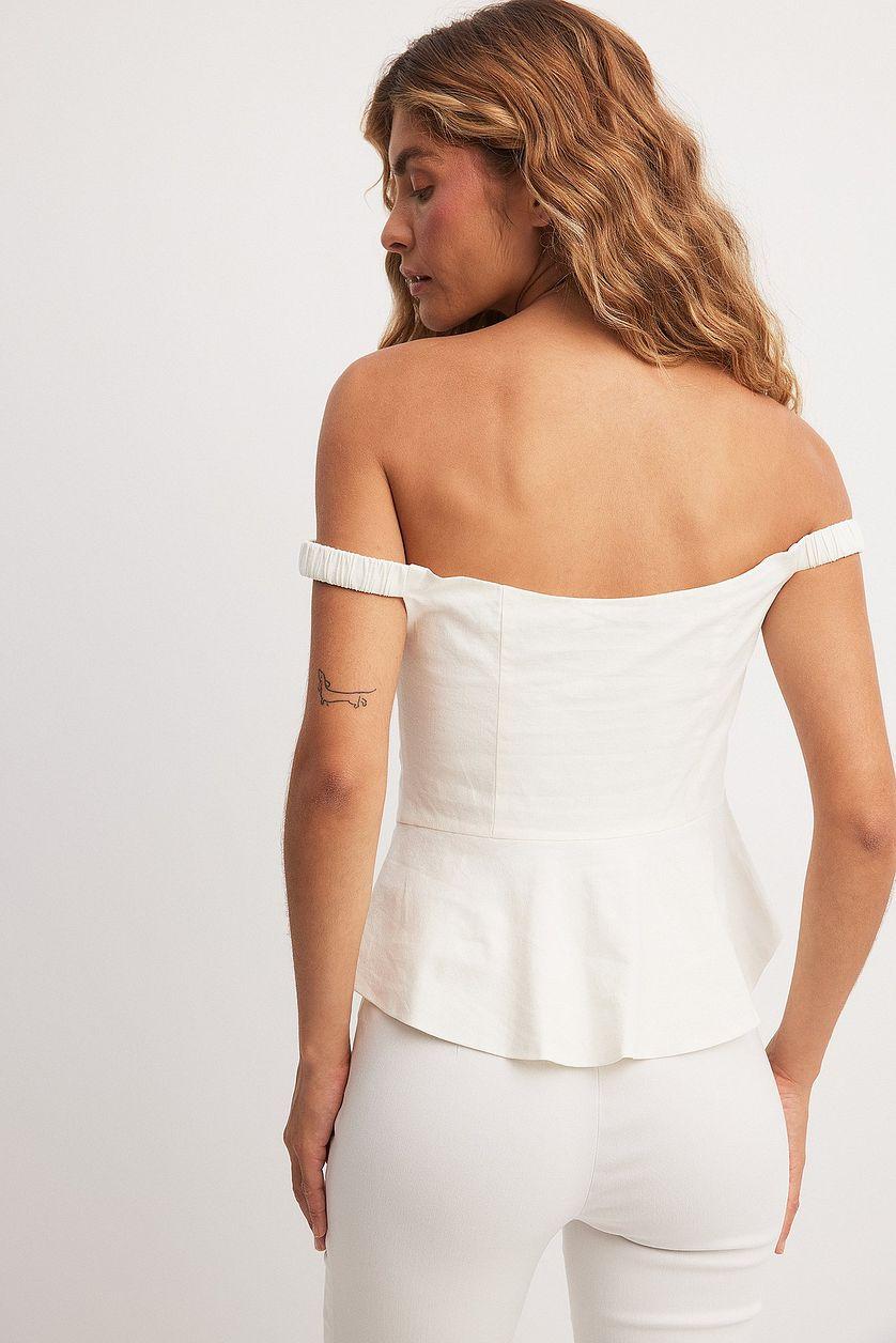Off Shoulder Linen Blend Corset Top Product Image