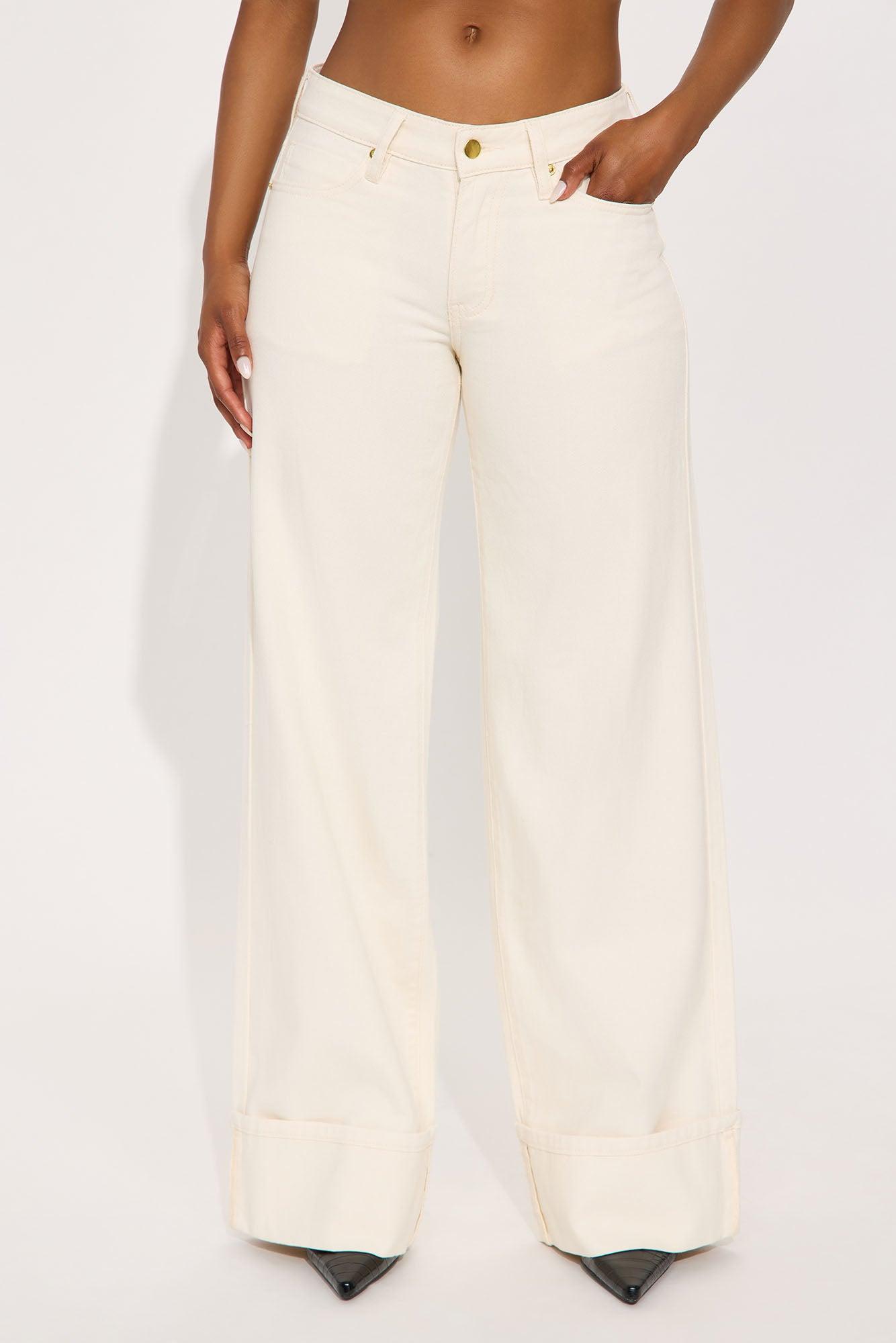 Mirador Cuffed Straight Leg Jeans - Cream Female Product Image