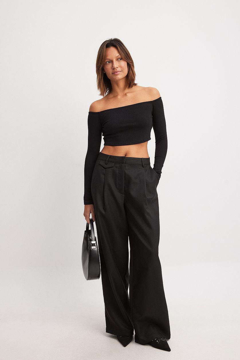 Rib Bare Cropped Shoulder Top Product Image