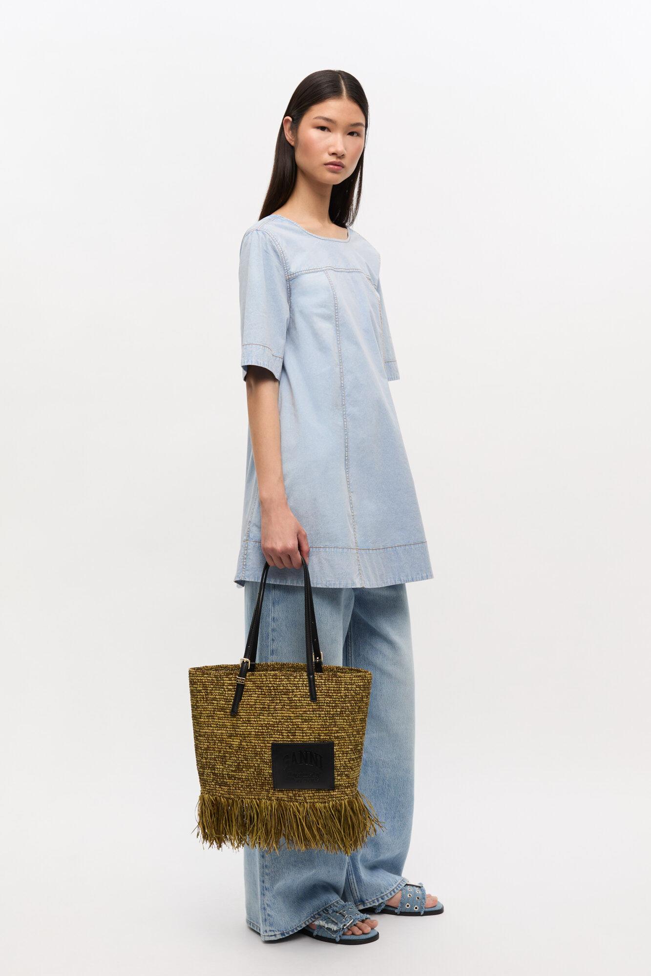 Raffia Tote Fringes Bag Small Product Image