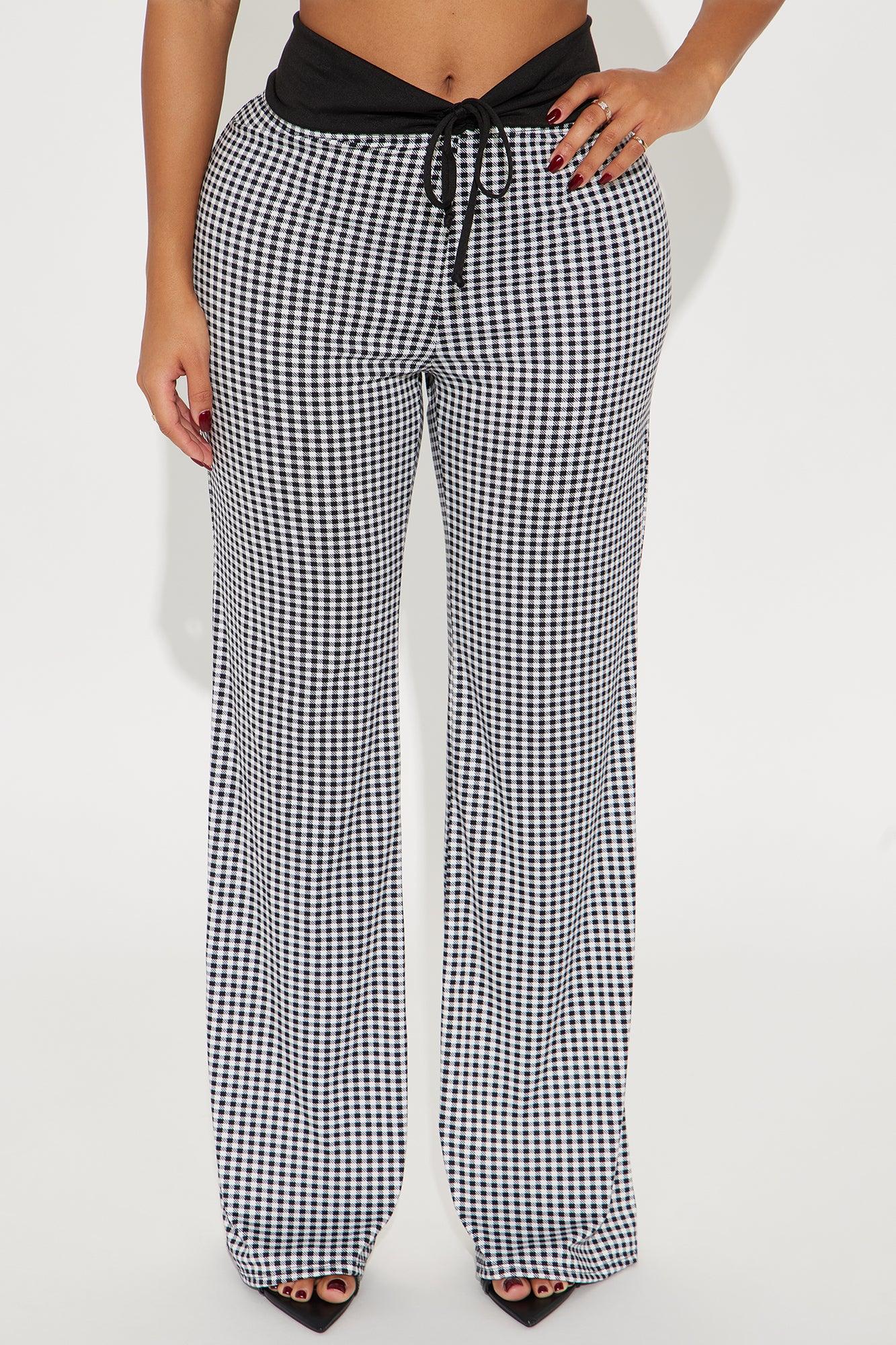 Do It For Me Gingham Flare Pant - Black Product Image