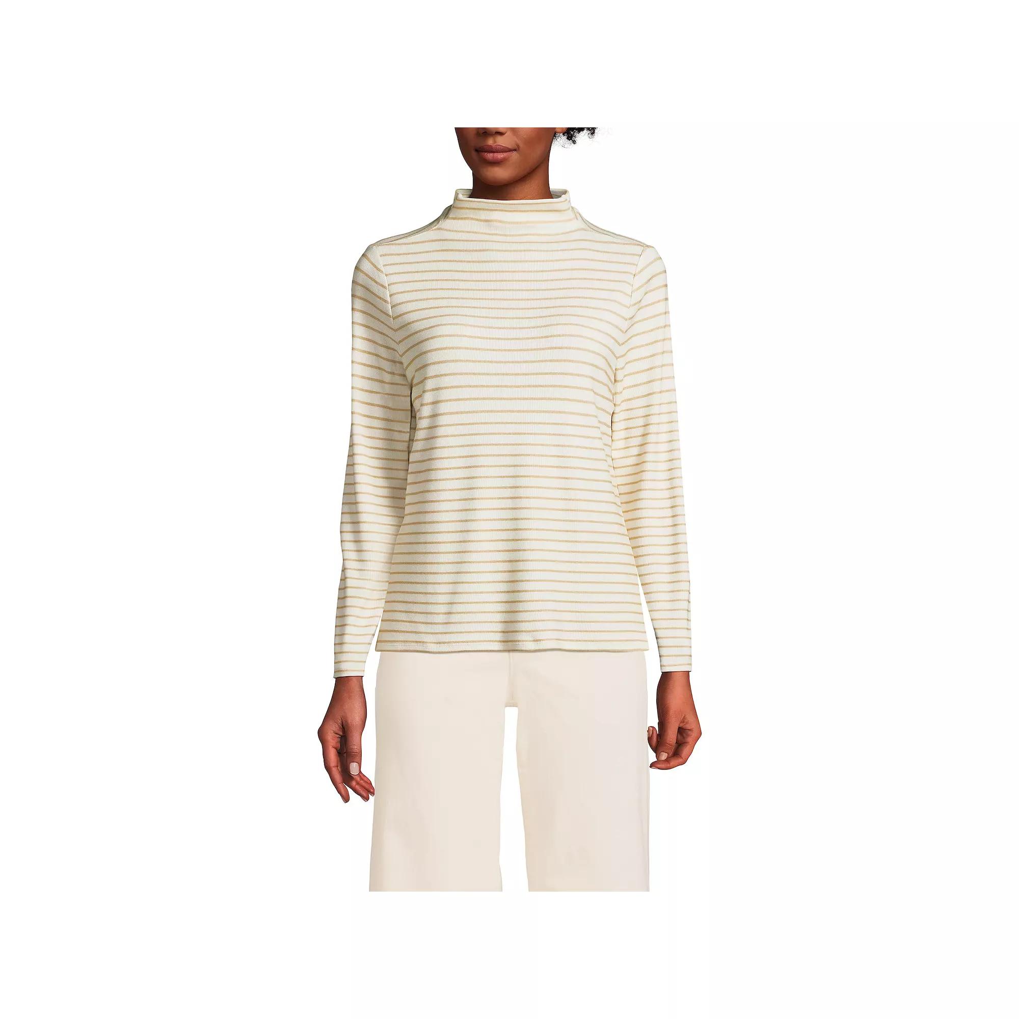 Women's Lands' End Rib Skimming Long Sleeve Mock Neck Top,  Product Image