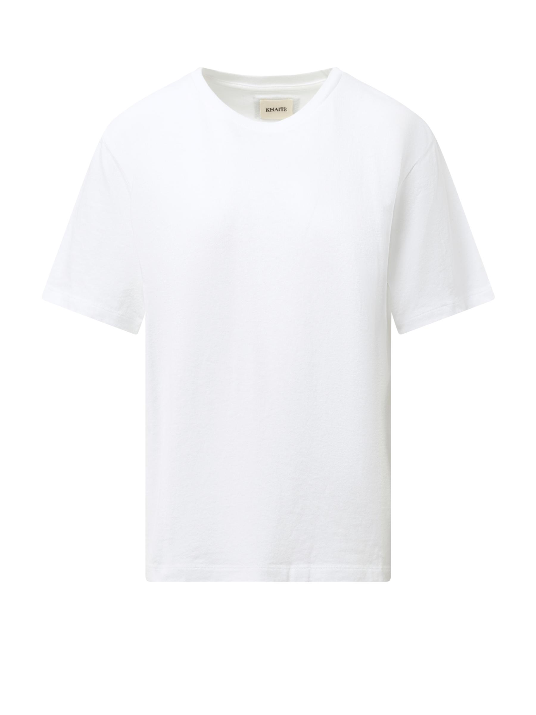 KHAITE Womens White Mae Brand-patch Cotton-jersey T-shirt In Cream Product Image