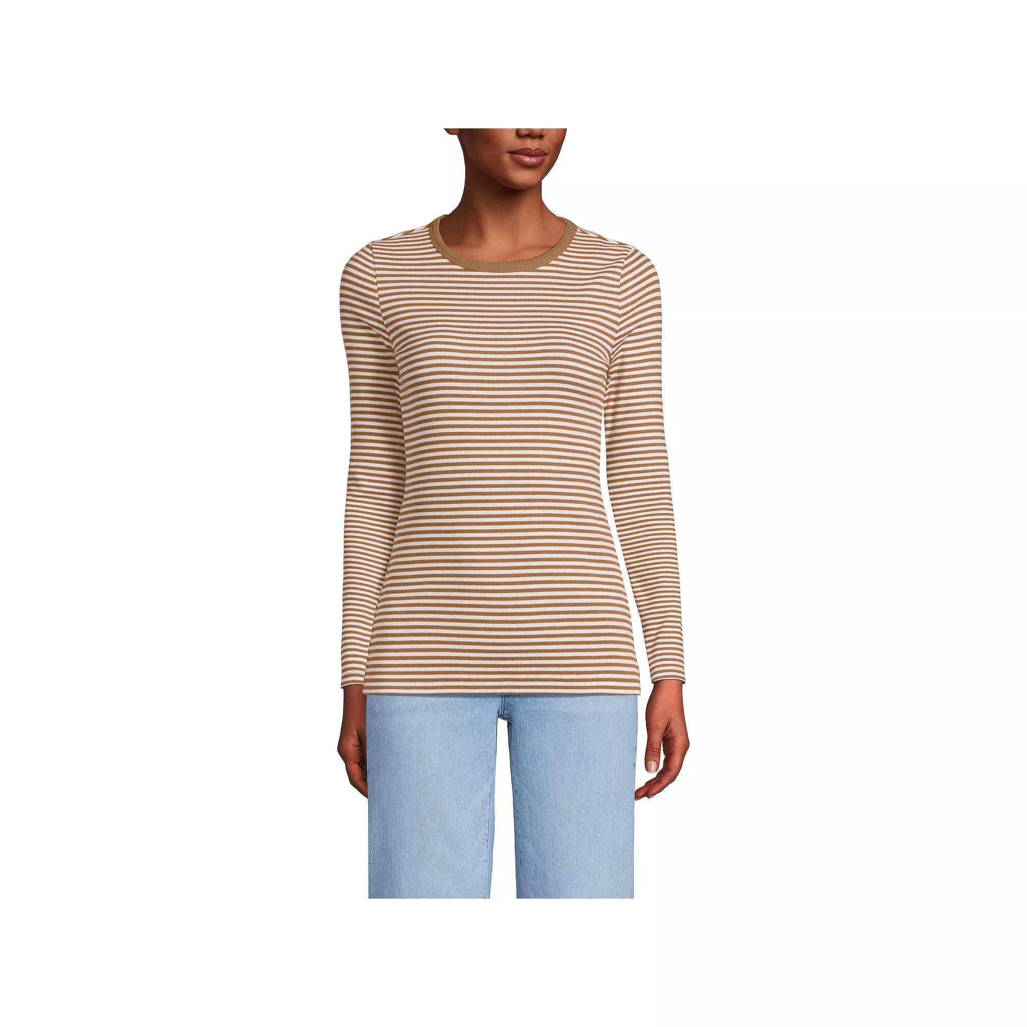 Women's Tall Lands' End Long Sleeve Micro Rib Tee,  Product Image