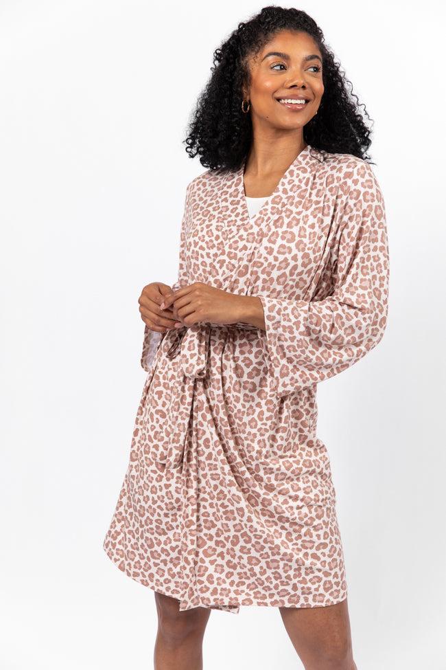 In Your Dreams Neutral Leopard Pajama Robe FINAL SALE Product Image