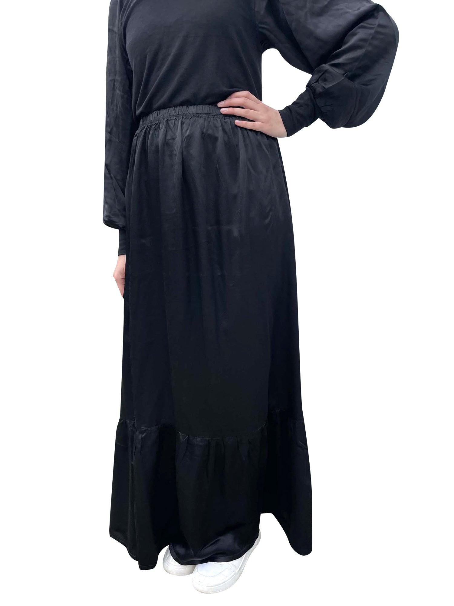 Hard Tail Satin Ruffle Maxi Skirt (Style: SAT-27) Product Image