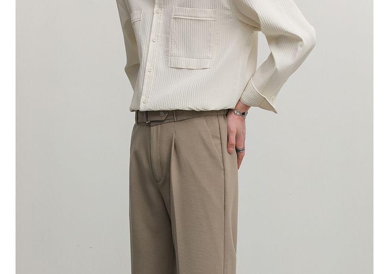 Mid Rise Plain Wide Leg Crop Dress Pants Product Image