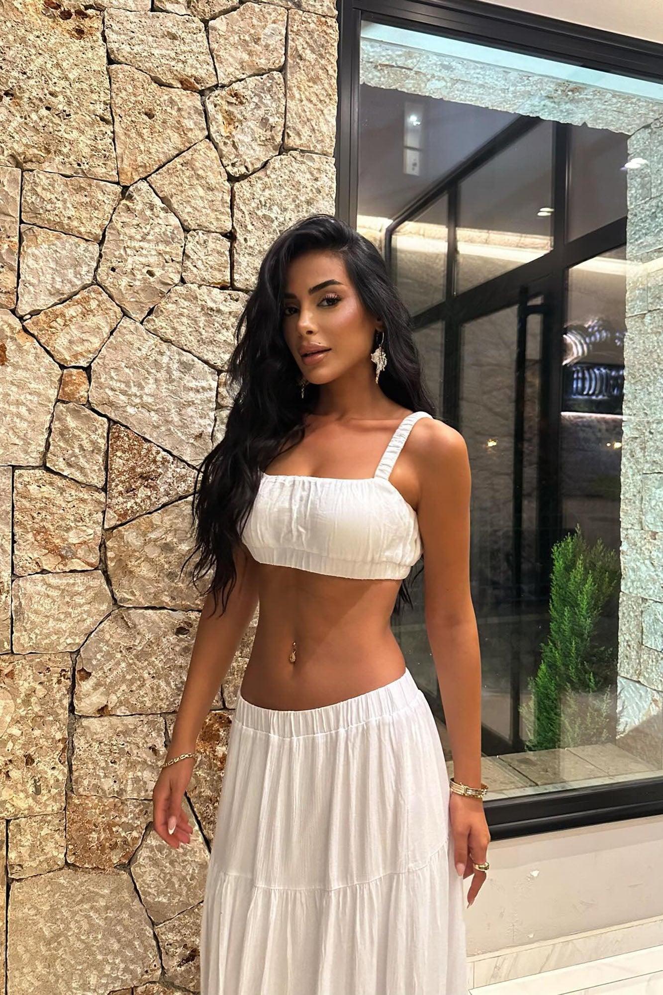 Sunset Stroll Gauze Skirt Set - White Product Image