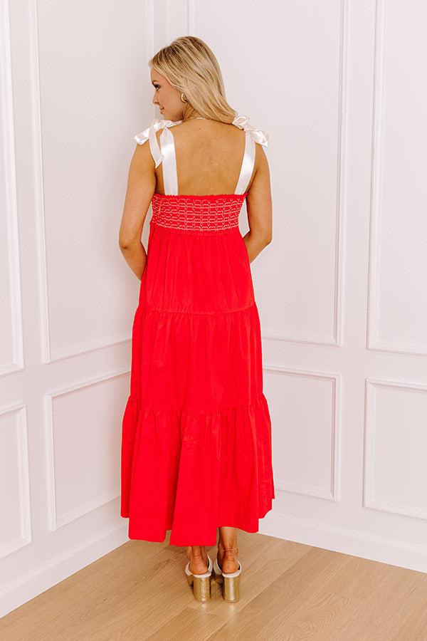 Favorite Love Story Smocked Midi in Red Product Image