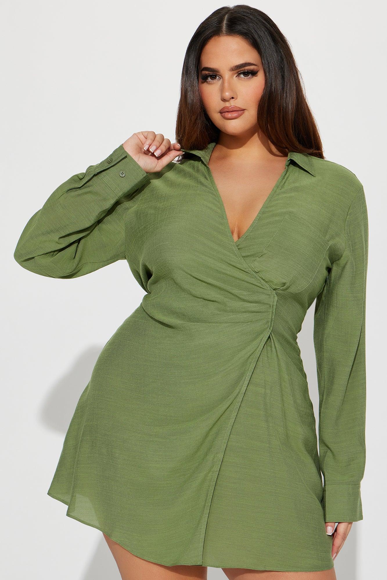 Autumn Nights Mini Dress - Green Product Image