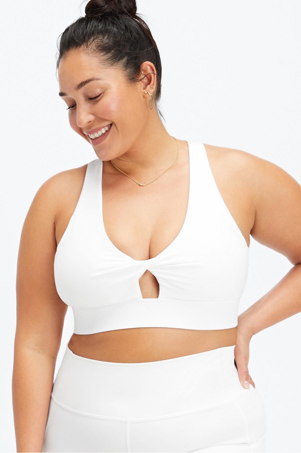 Fabletics Oasis Twist Sports Bra Womens white Size M Product Image