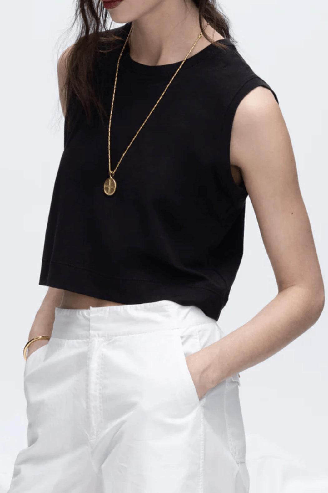 Sleeveless Cropped Muscle-Tee Product Image