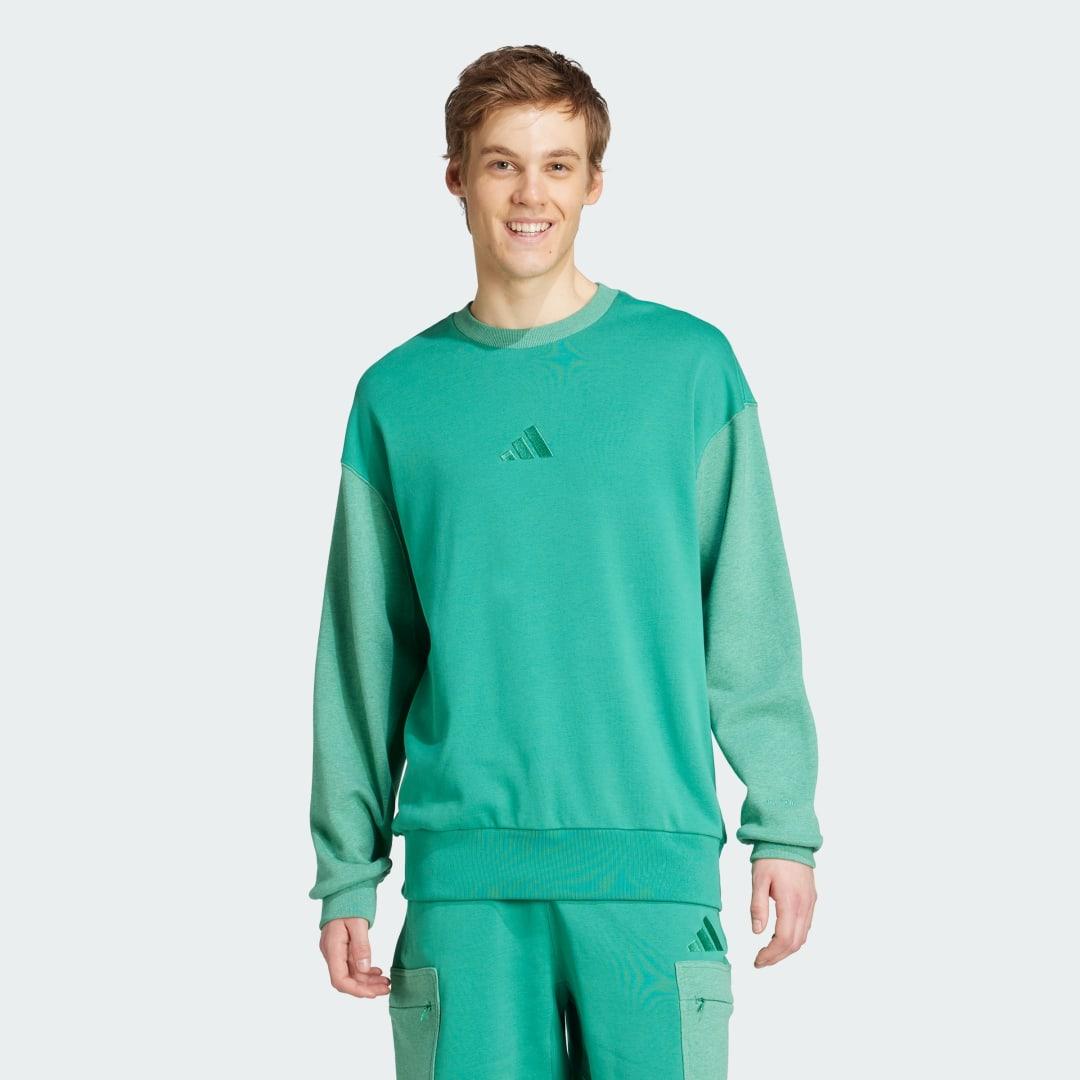 adidas All SZN French Terry Colorblock Crew Sweatshirt Off White S Mens Product Image