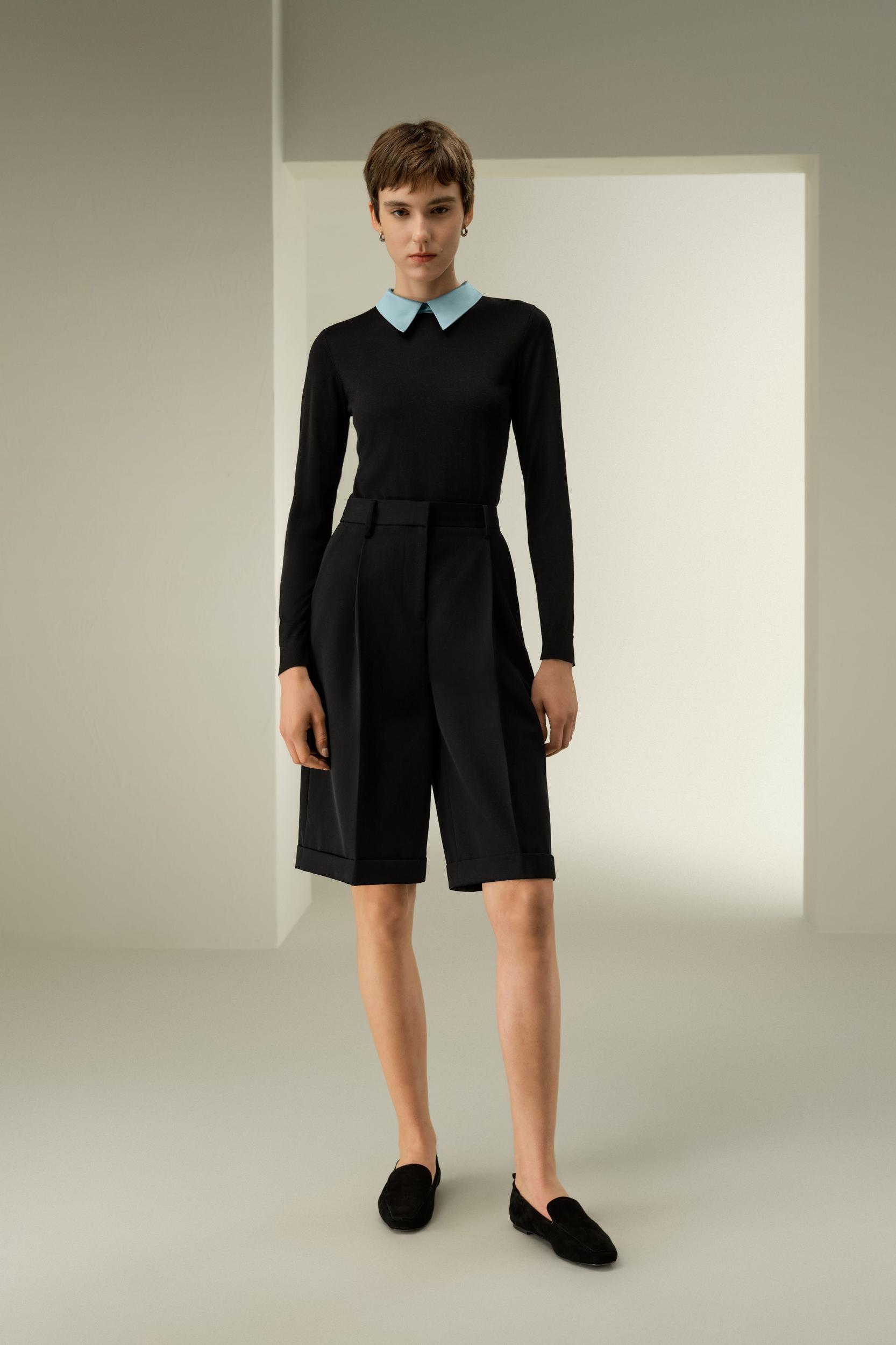 LSxES Tailored Knee-Length Wool Shorts Product Image