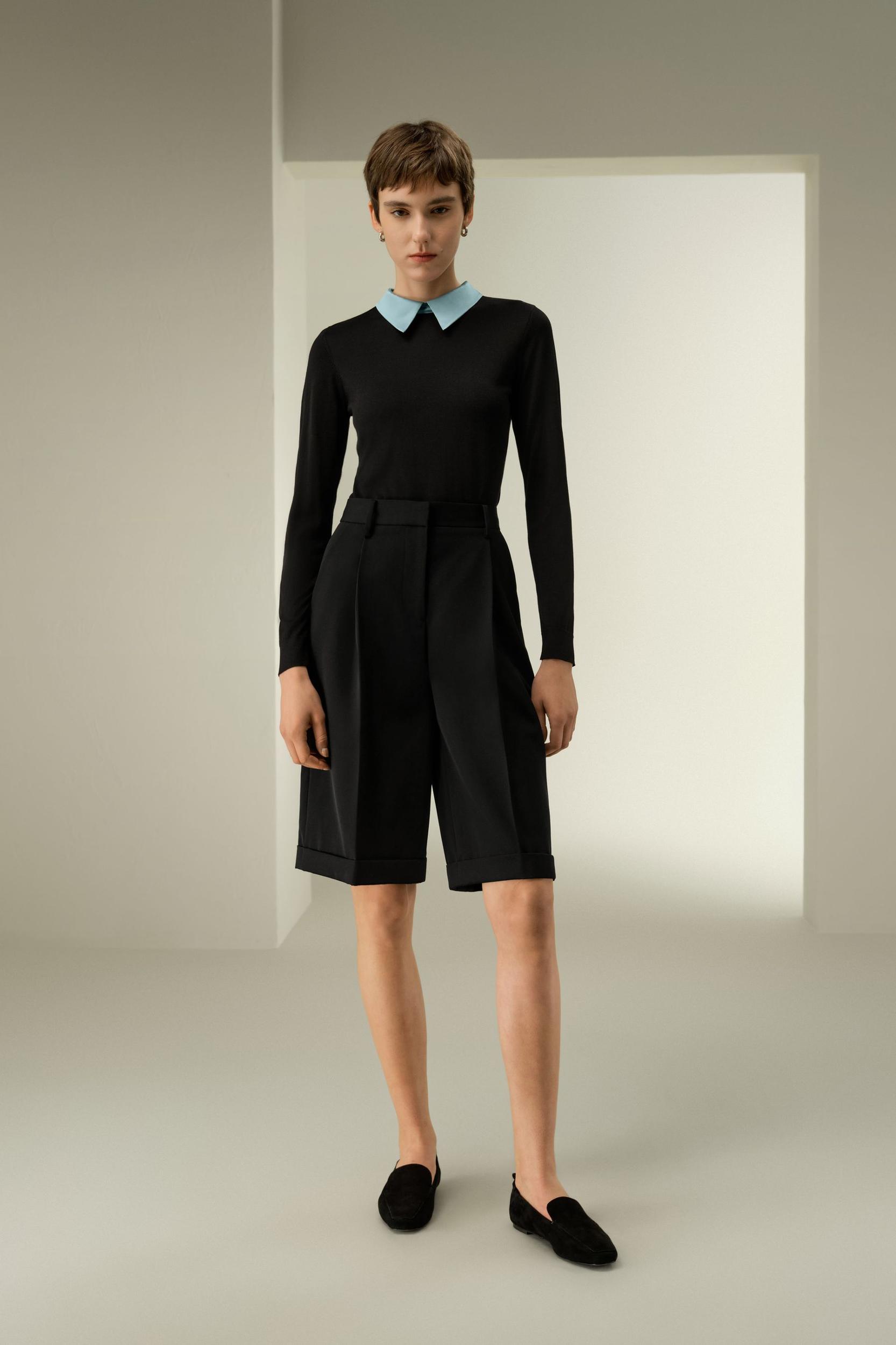 LSxES Tailored Knee-Length Wool Shorts Product Image