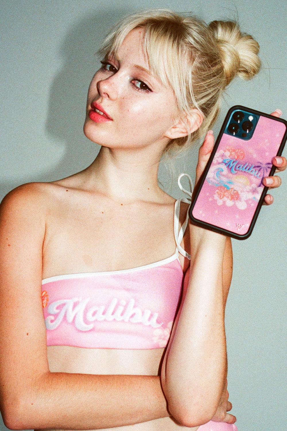 Holiday Terry One Shoulder Bikini Top - Malibu High Product Image