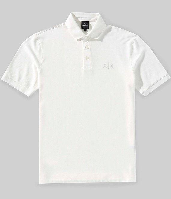 Armani Exchange Black and Gold Short Sleeve Polo Shirt Product Image