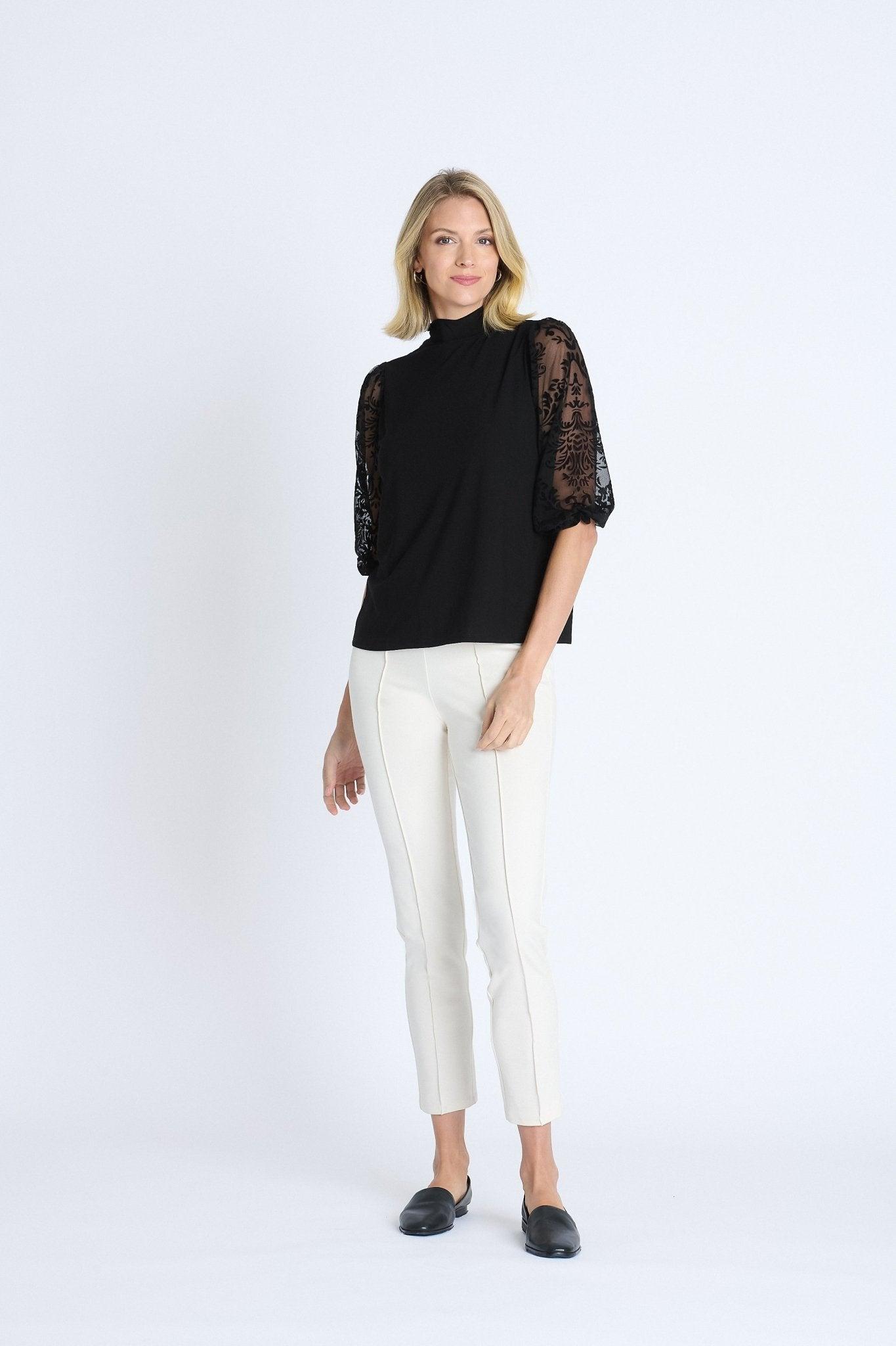 Mock Neck 3/4 Sleeve Lace Top Product Image
