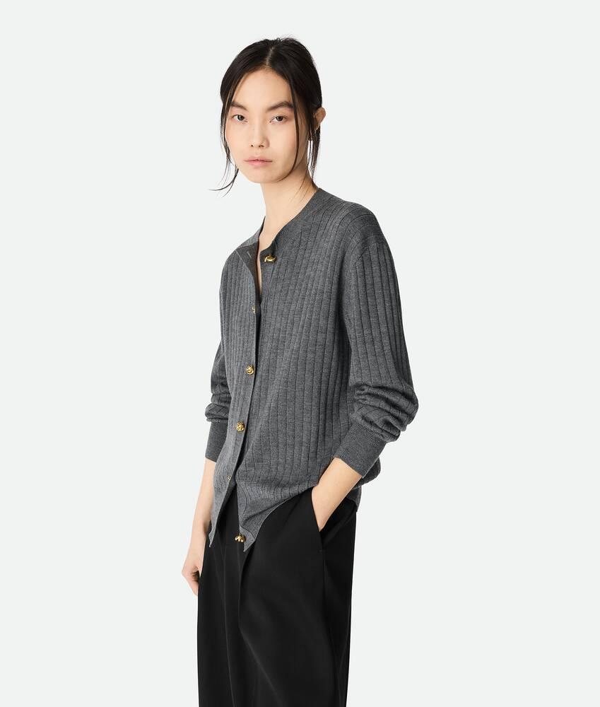 Women's Wool Rib Cardigan in Anthracite Product Image