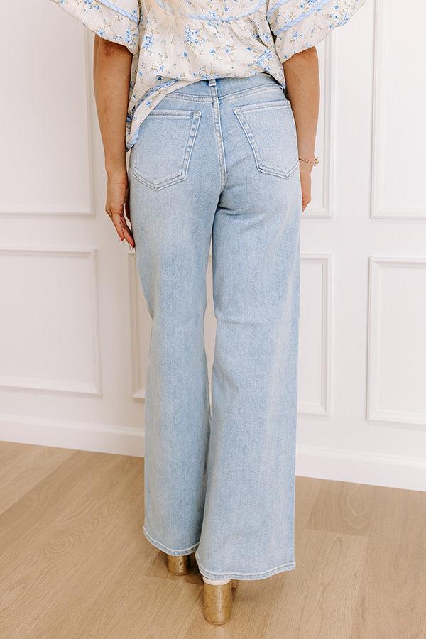 JUST USA Carley High Waist Wide Leg Jean in Light Wash Product Image