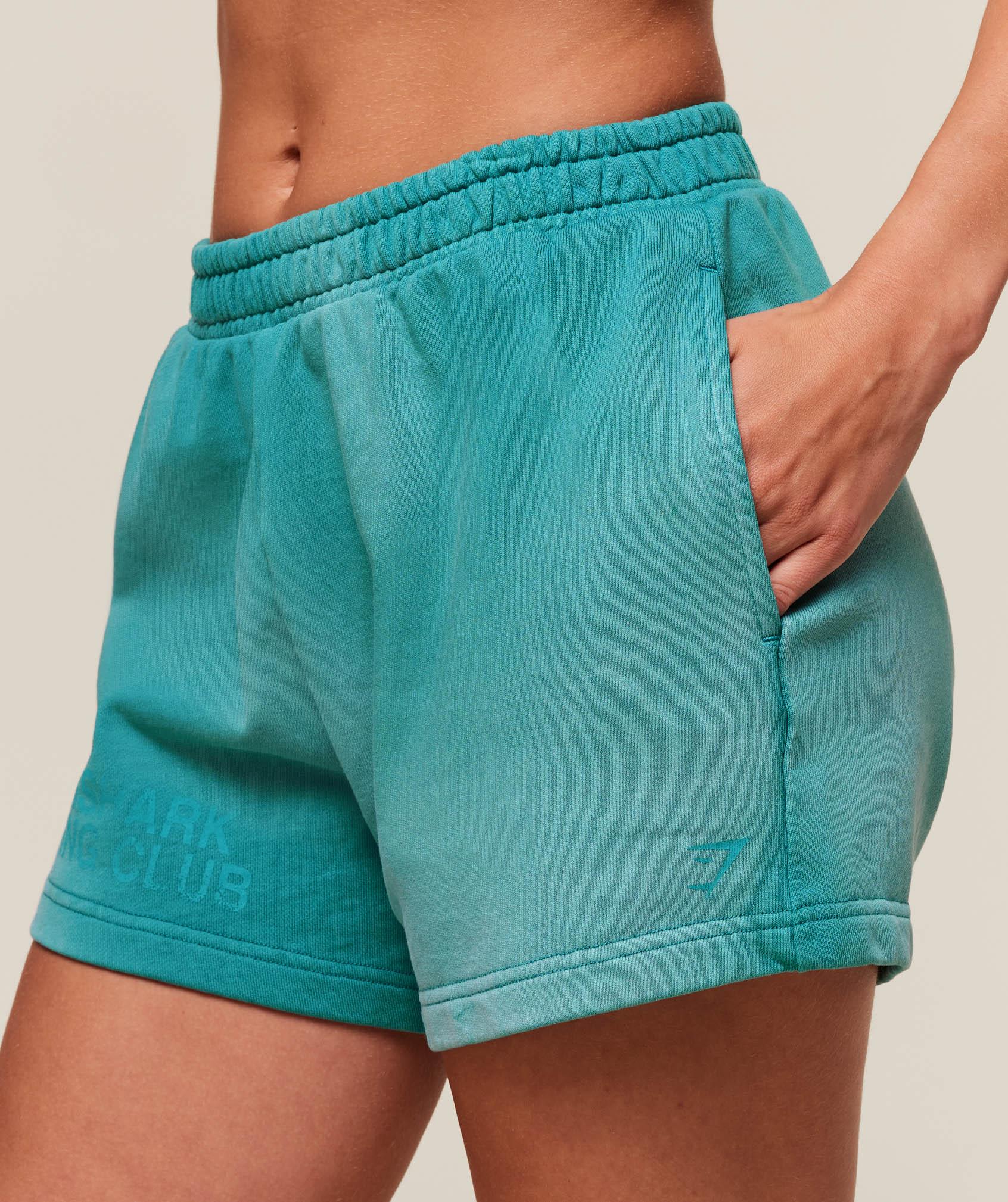 Gymshark Summer Tie-Dye Graphic Shorts - Jewel Teal/Wash Female Product Image