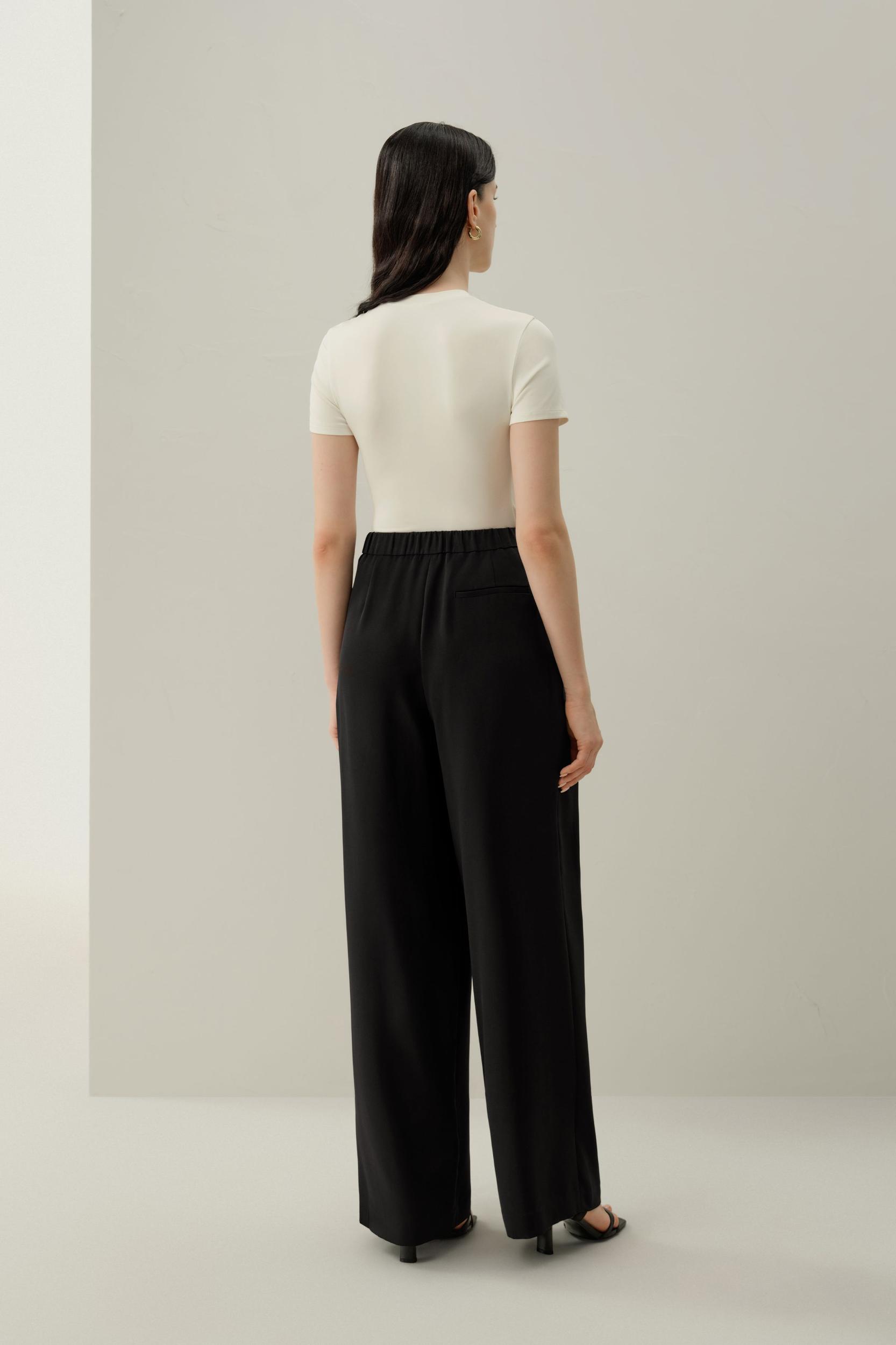 Stretch Heavy-Weight Crepe Wide-Leg Pant Product Image