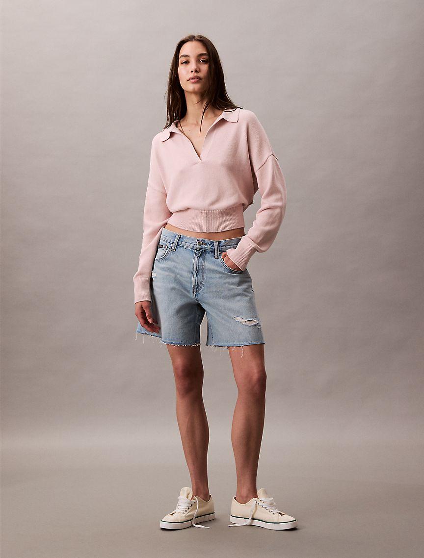 Smooth Cotton Polo Sweater Product Image