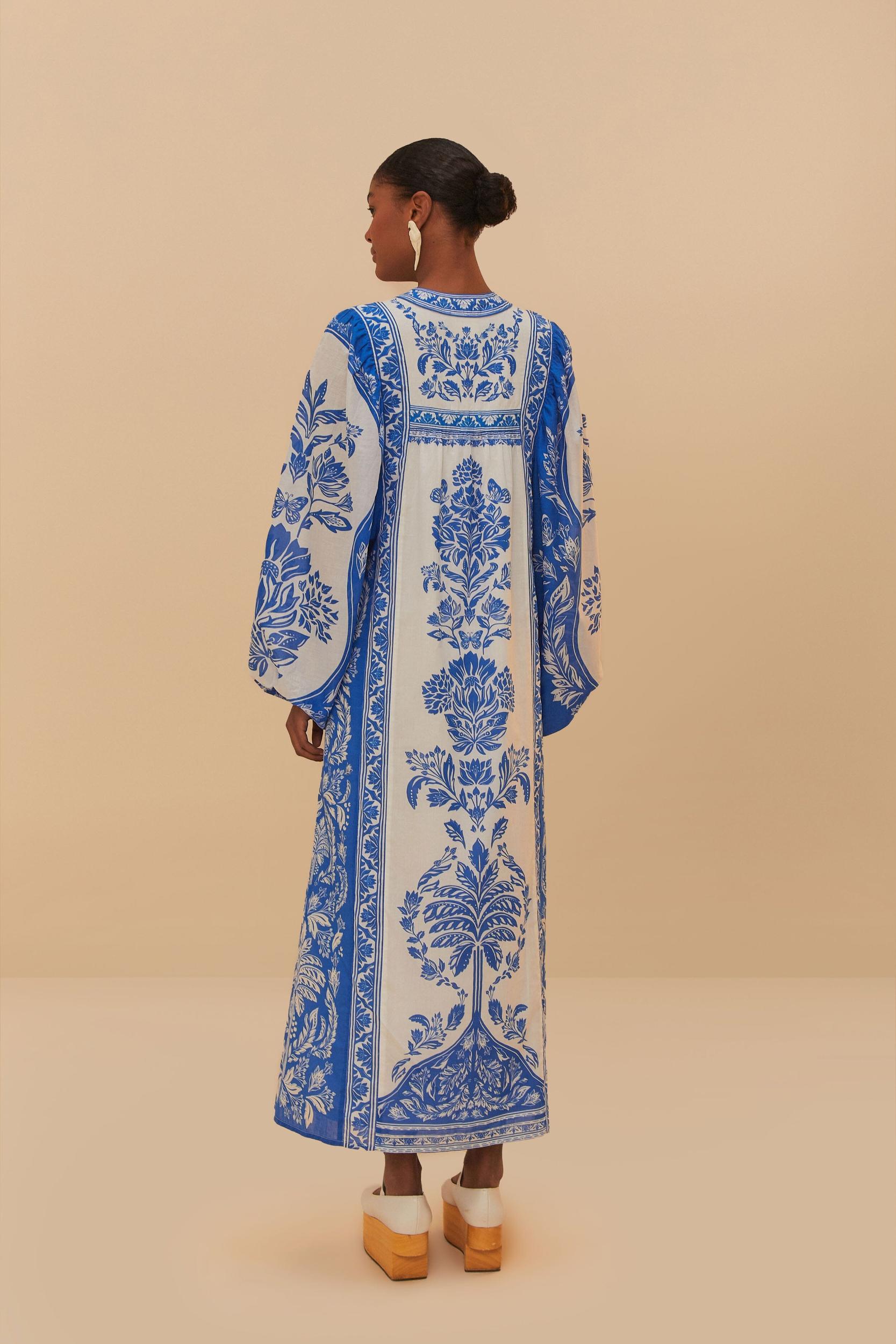 Off-White Delicate Tapestry Long Sleeve Maxi Dress Product Image