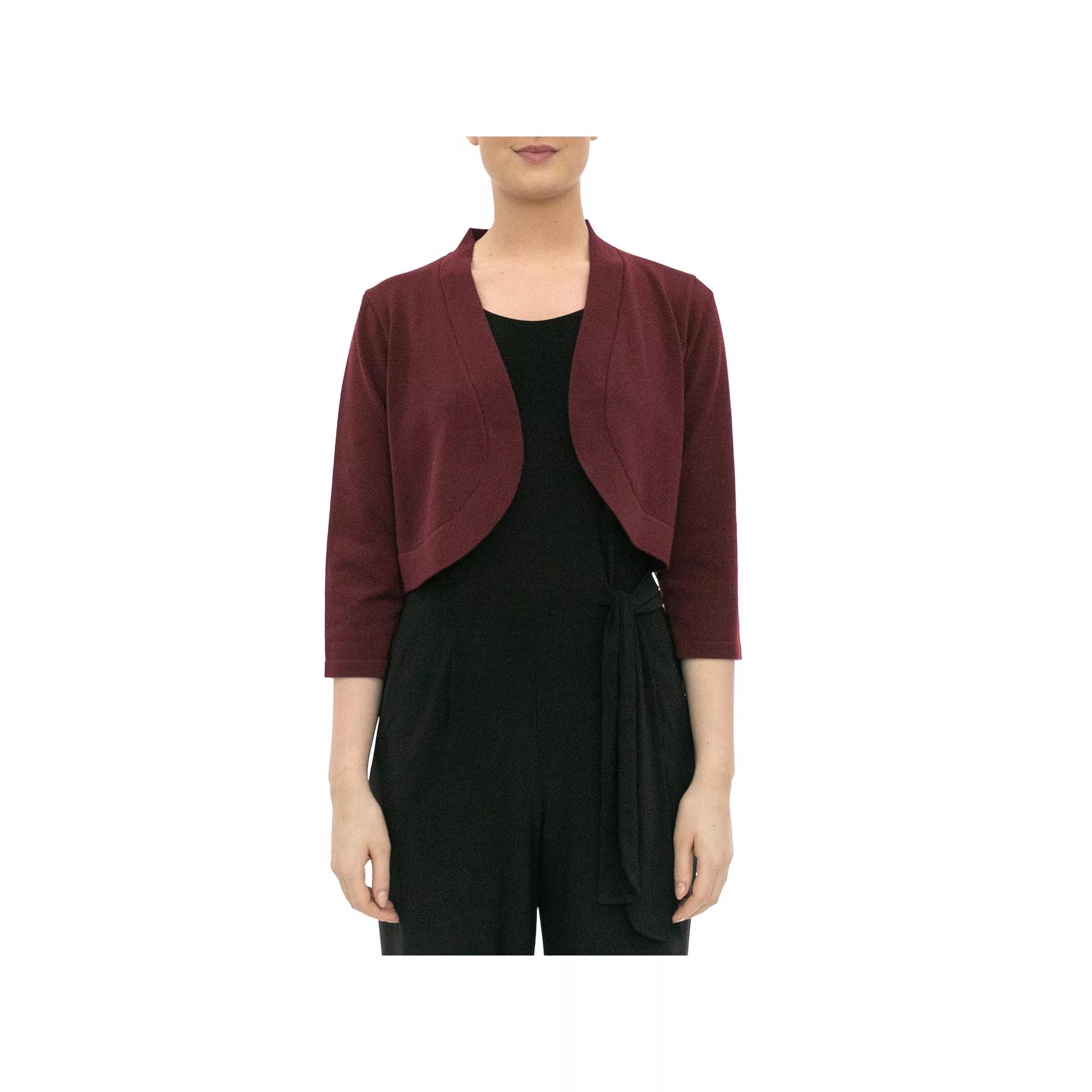 Womens Nina Leonard Classic Three Quarter Sleeve Bolero Deep Red Product Image