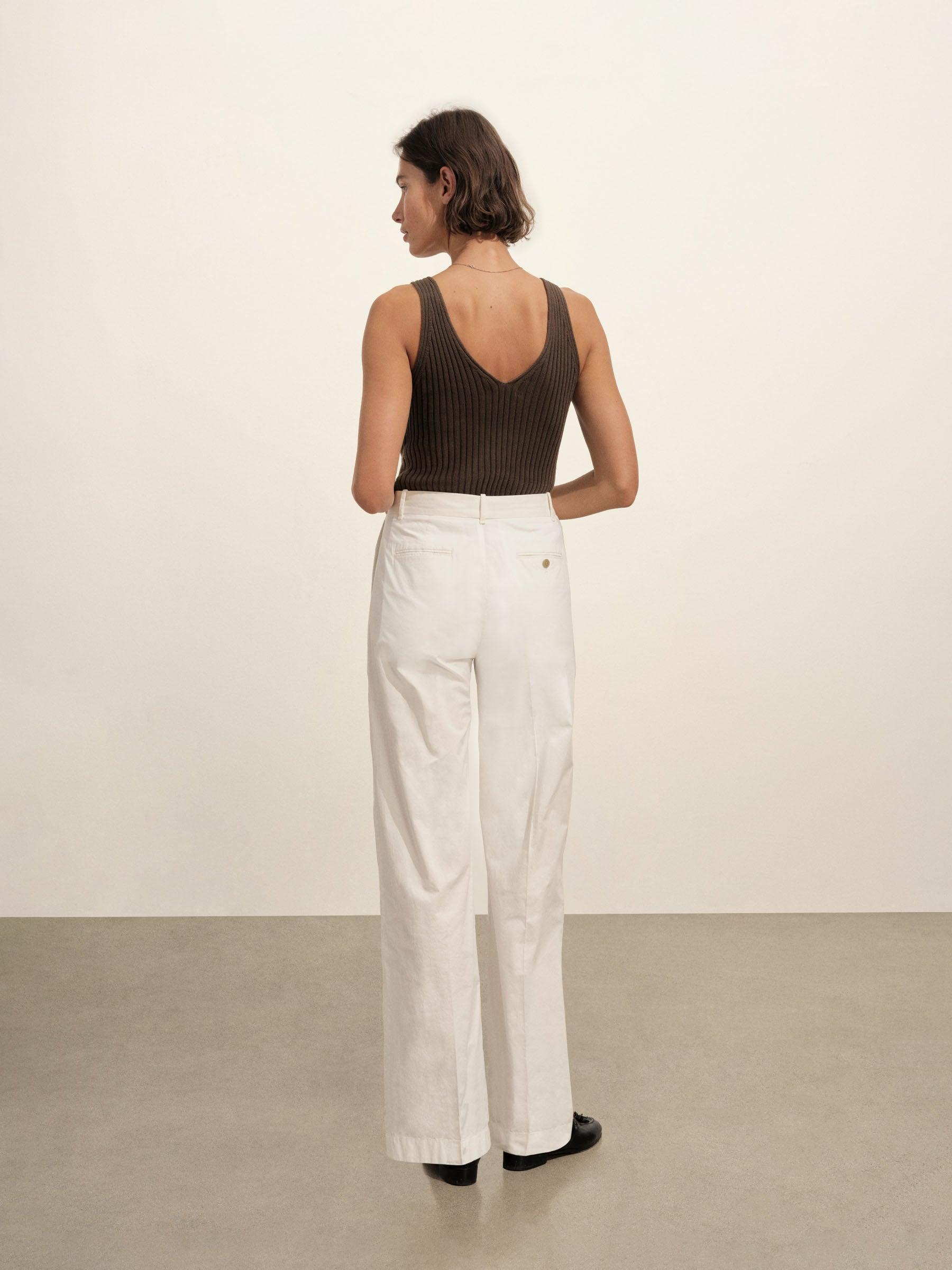 White Paperweight Poplin Pleated Trouser Product Image