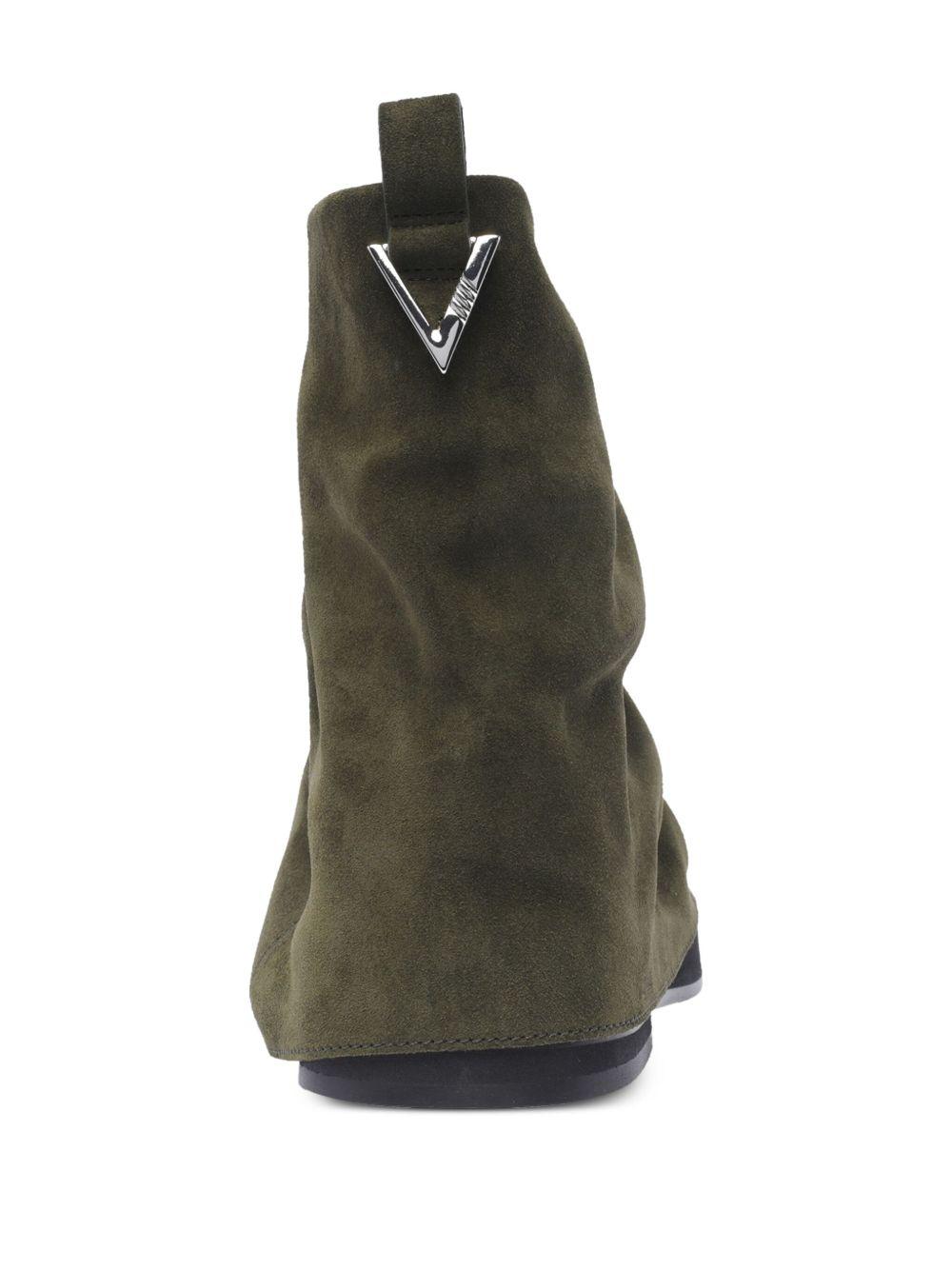 ATTICO Leather Ankle Pull Tab Combat Boots In Green Product Image