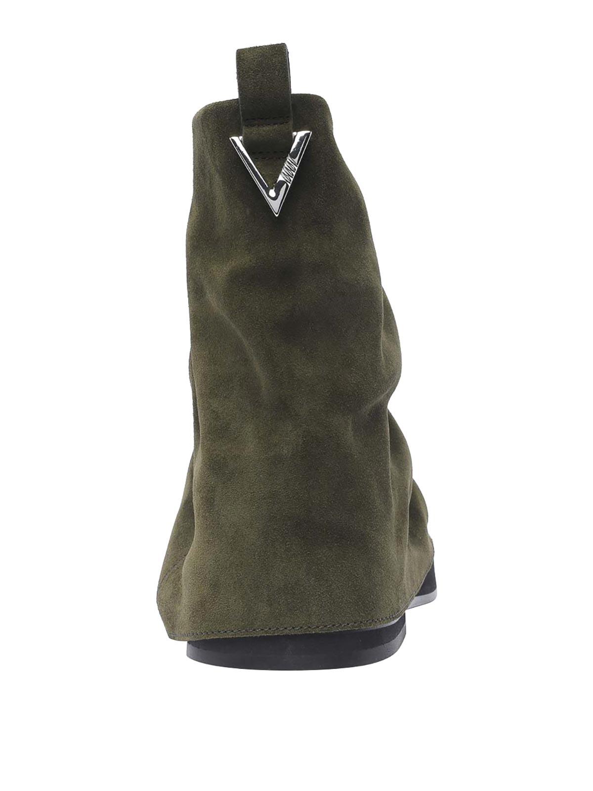 ATTICO Leather Ankle Pull Tab Combat Boots In Green Product Image