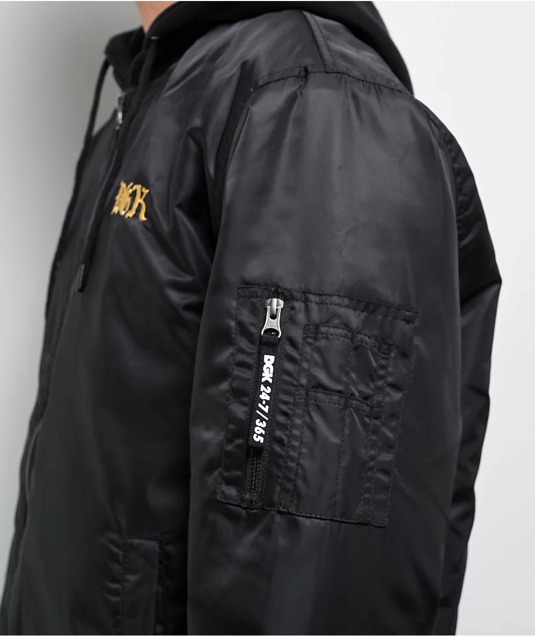 DGK Guerrero Black Hooded Bomber Jacket Product Image