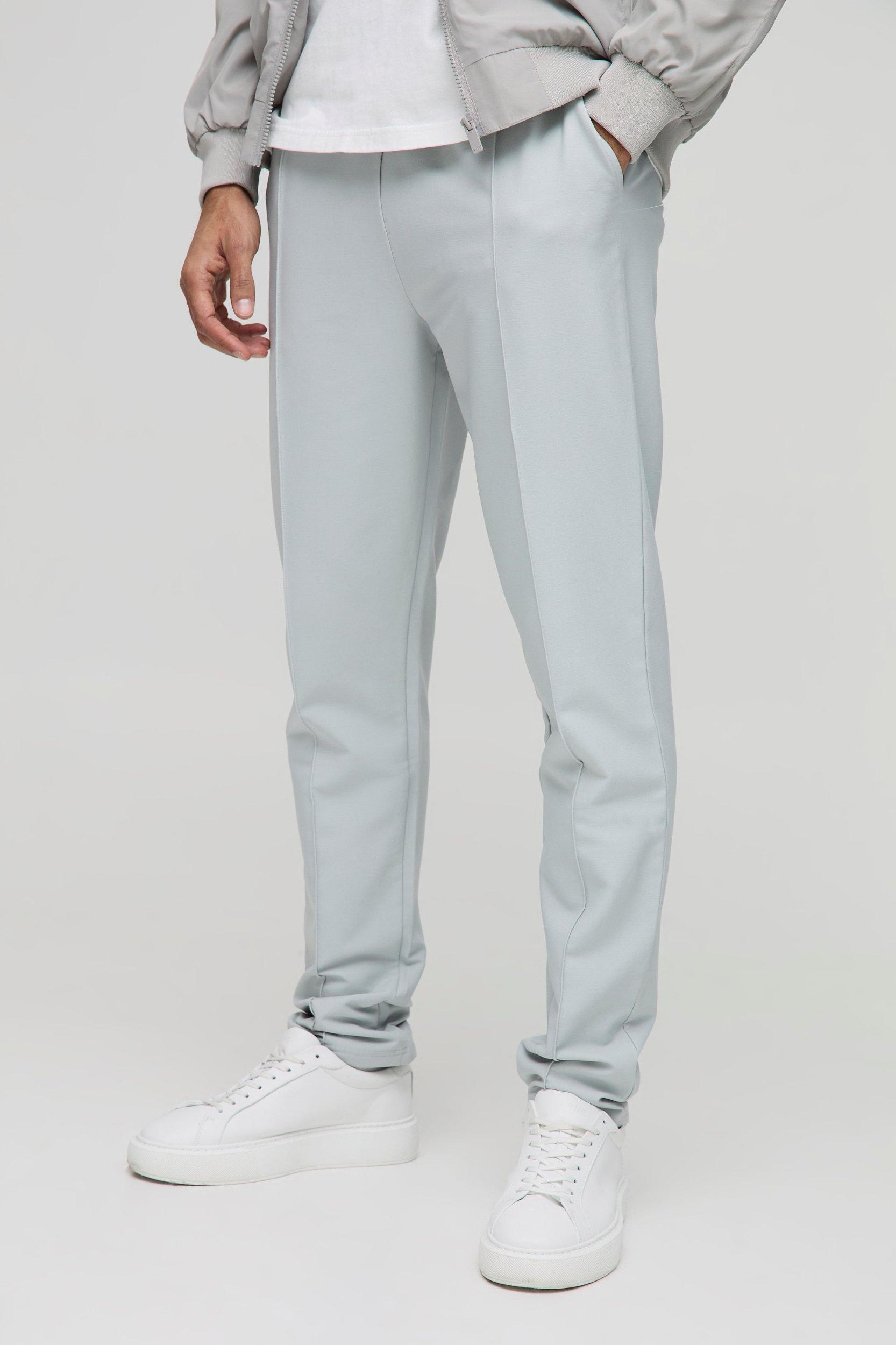 Elasticated Waist Slim Technical Stretch Pintuck Pants | boohooMAN USA Product Image