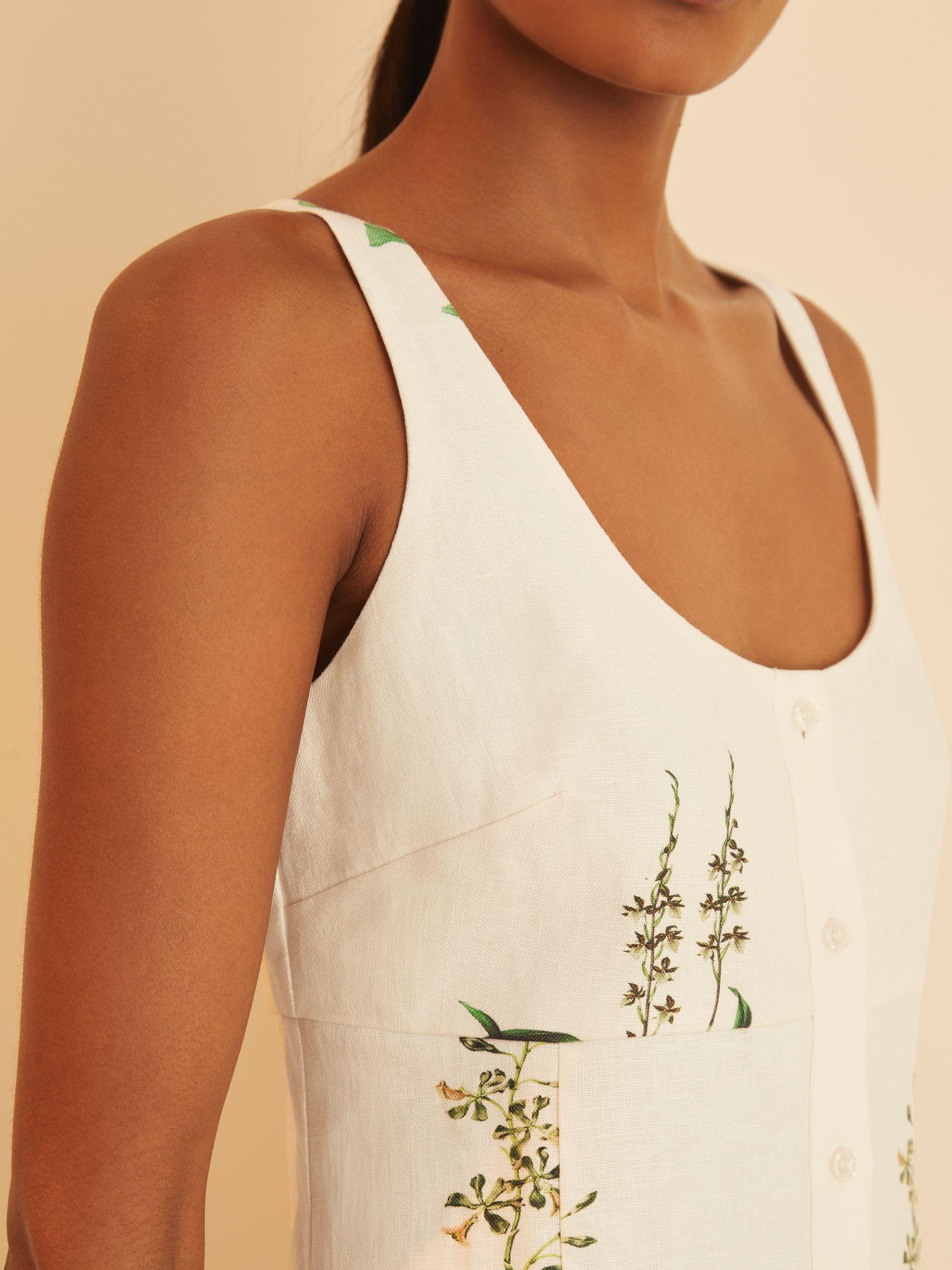 Reiss | NYBG Linen Floral Mini Dress in Ivory Product Image