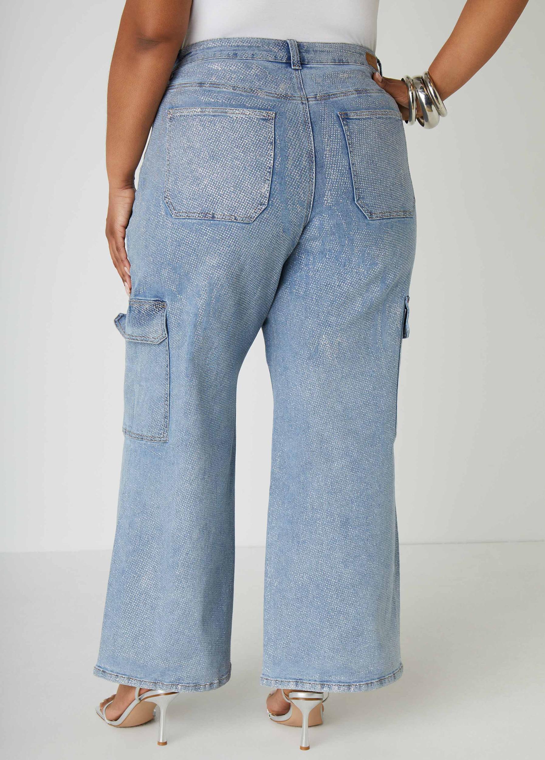 Glittered Cargo Jeans Product Image