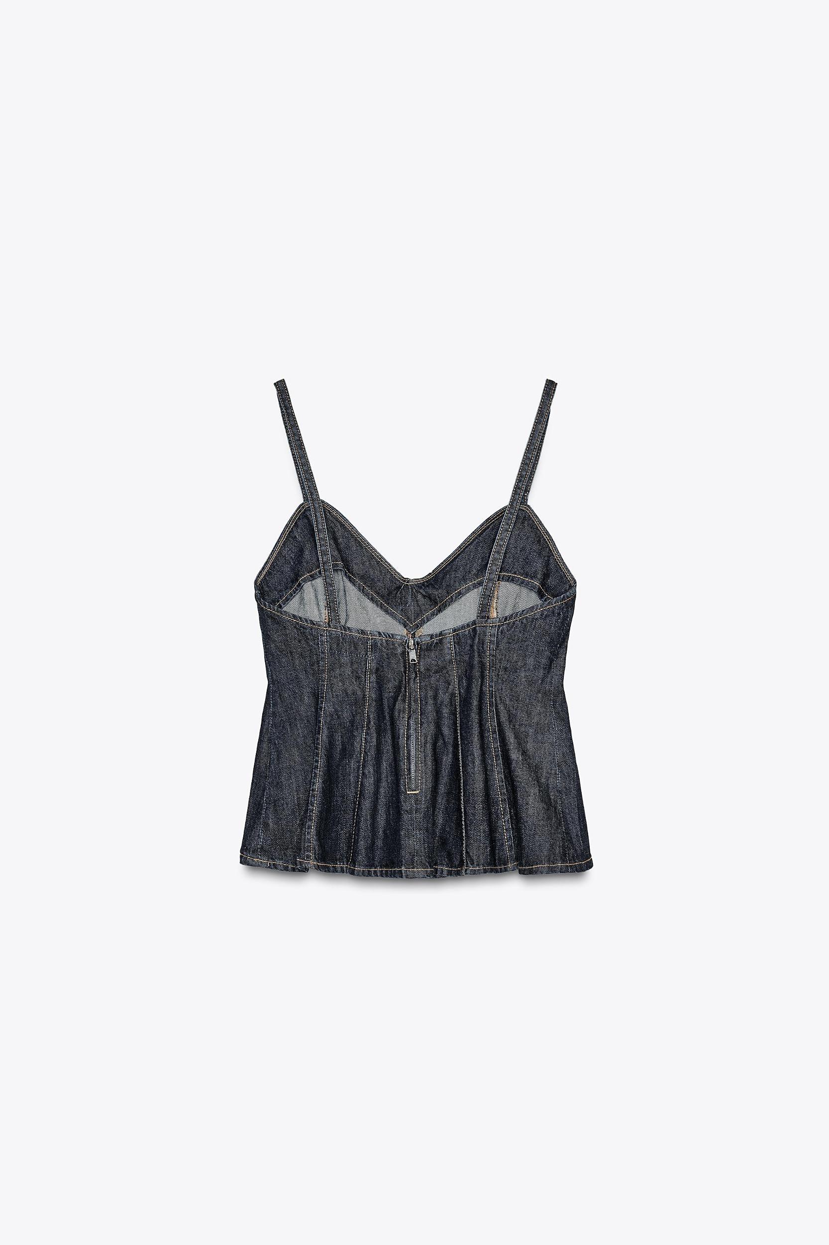 DENIM GODET TOP Product Image