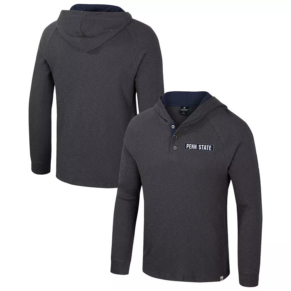 Men's Colosseum  Gray Penn State Nittany Lions Dujour Ralgan Long Sleeve Henley Pullover Hoodie, Size: Medium, Grey Product Image