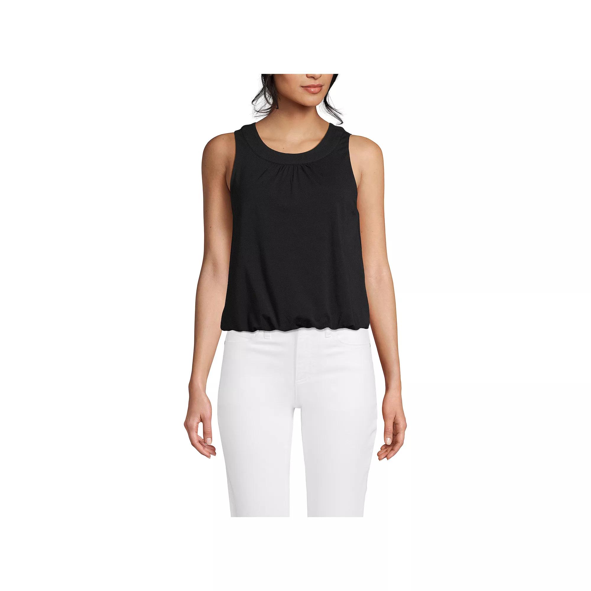 Women's Lands' End Lightweight Jersey Pleated Tank Top,  Product Image