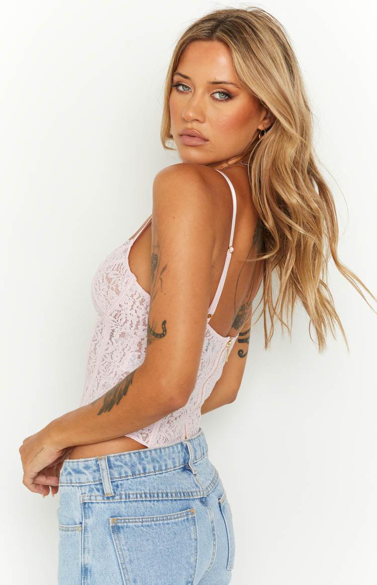 Louisa Pink Lace Corset Top Product Image